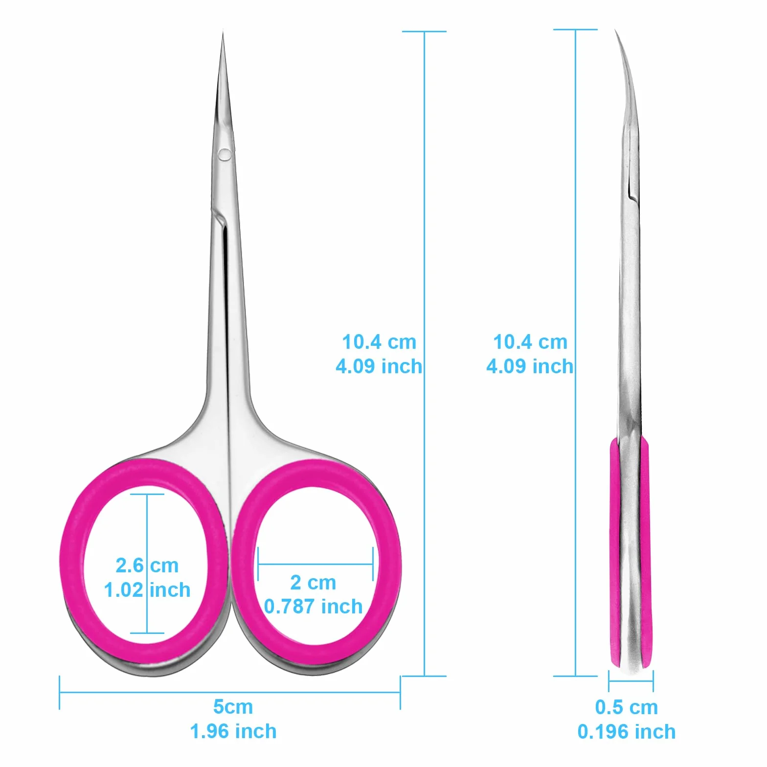 CGBE Ciseaux à Cuticules Professionnels Extra Fine Tranchant en Acier Inoxydable 420 (Rose)