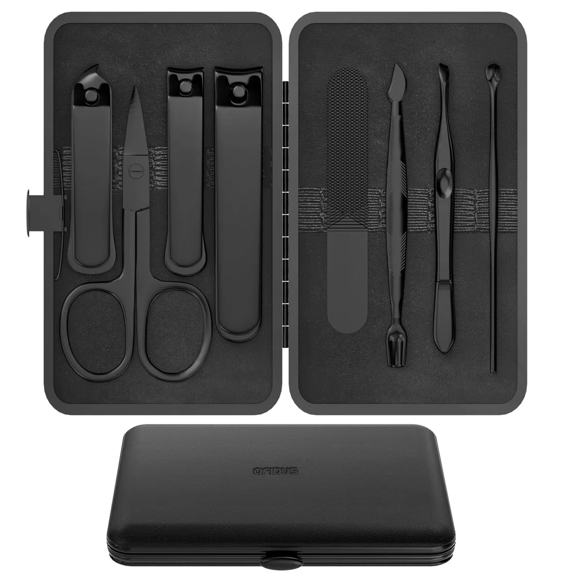 Precision Kit de Voyage Pour Soins Des Ongles Pour Homme 8 Pièces, Ensemble de Manucure en Acier Inoxydable Avec Coupe-ongles et Coupe-ongles, Lime à Ongles, Pince à Pointe Inclinée