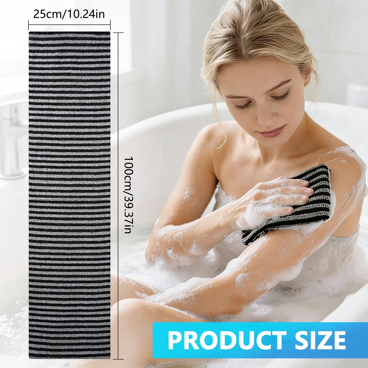 4 pièces de Serviettes exfoliantes japonaises-lingette Visage à Nettoyage en Profondeur, Chiffon de Lavage exfoliant Extra Long, Gant exfoliant pour Le Dos, Unisexe, Double Face,pour Bain et Sauna
