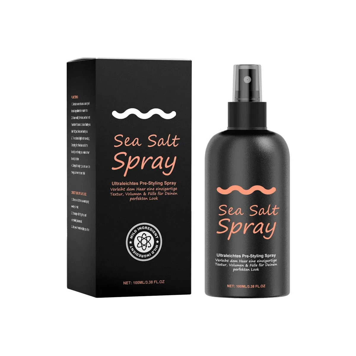 Sea Salt Spray, Men's Spray Texturant au Sel Marin, Spray Coiffant Eau de Mer, Spray Eau de Mer Cheveux pour Cheveux Plus Volumineux & Texture Stable, 06