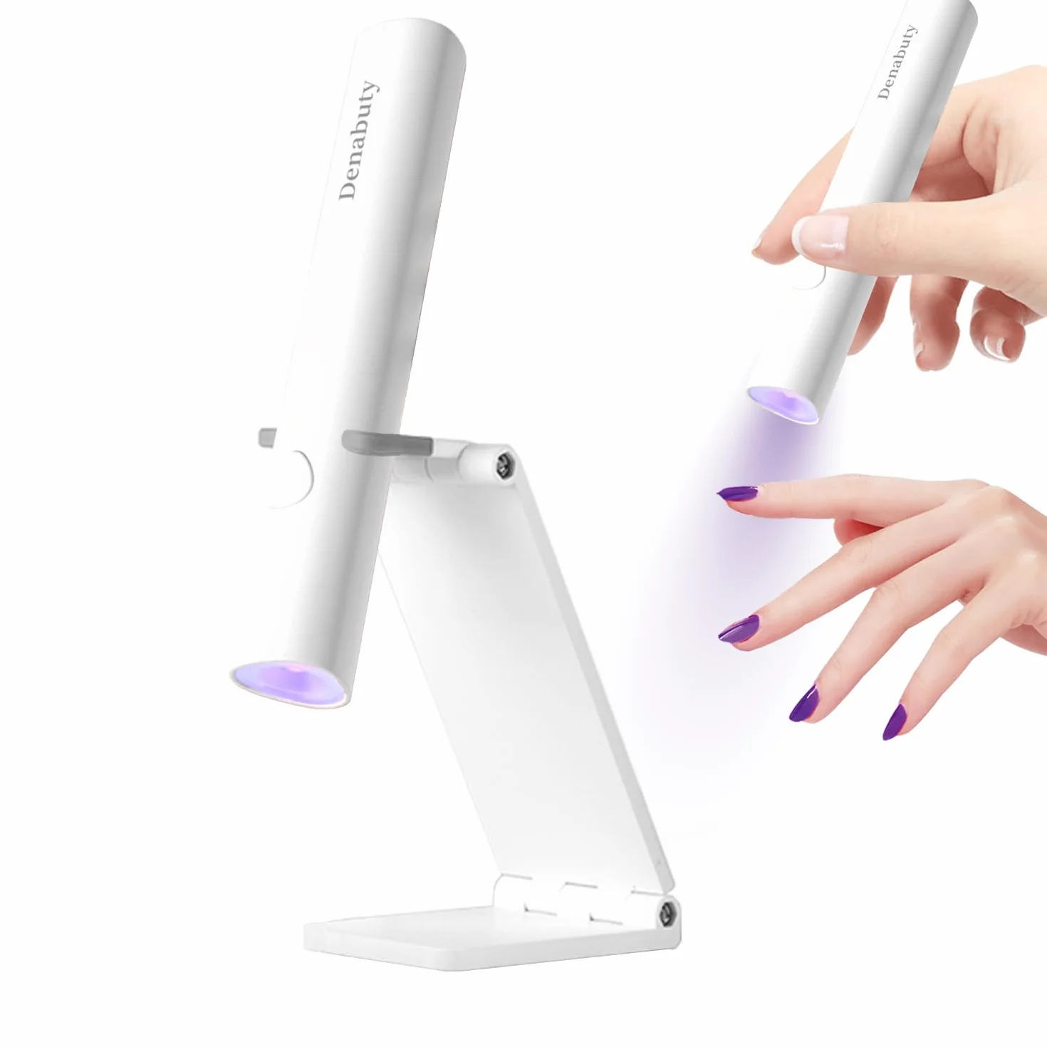 Lampe U V Ongles Gel, Denabuty Mini Lampe UV LED 3W Sans Fil, Séchoir à Ongles Efficace et Rapide Professionnel avec USB Rechargeable Portable pour Gel Pose Americaine, Vernis Semi Permanent Blanc