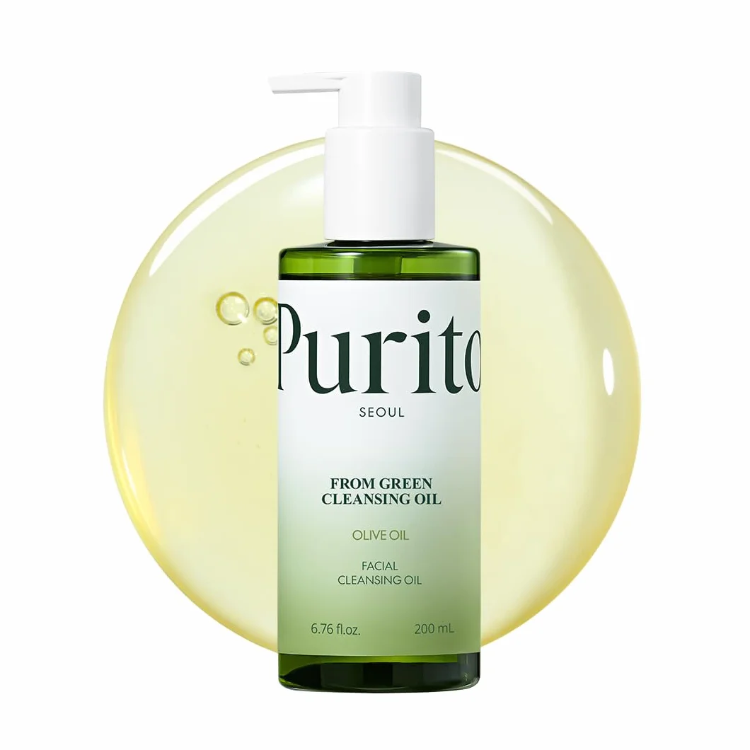 PURITO| From Green Cleansing Oil 6,76 fl.oz/200 ml Nettoyant doux pour le visage, huiles dérivées de la nature, sans cruauté envers les animaux et végétaliennes, dérivées de la nature (renouvelées)