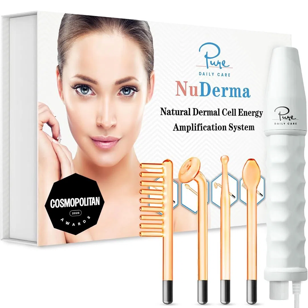NuDerma Machine portable de thérapie de la peau haute fréquence avec néon - Traitement de l'acné - Raffermissement de la peau - Réduction des rides - Cernes - Yeux gonflés - Stimulateur de follicules