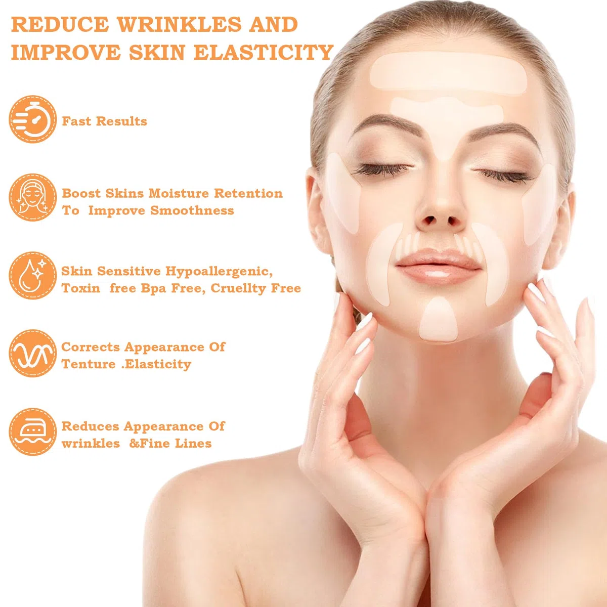 Lot de 18 Patchs Anti-Rides Réutilisables en Silicone pour Front, Yeux, Joues, cou et Poitrine, Anti-Wrinkle Patches pour le Visage Contre les Rides, Réduit l'humidité des Ridules et Anti-âge