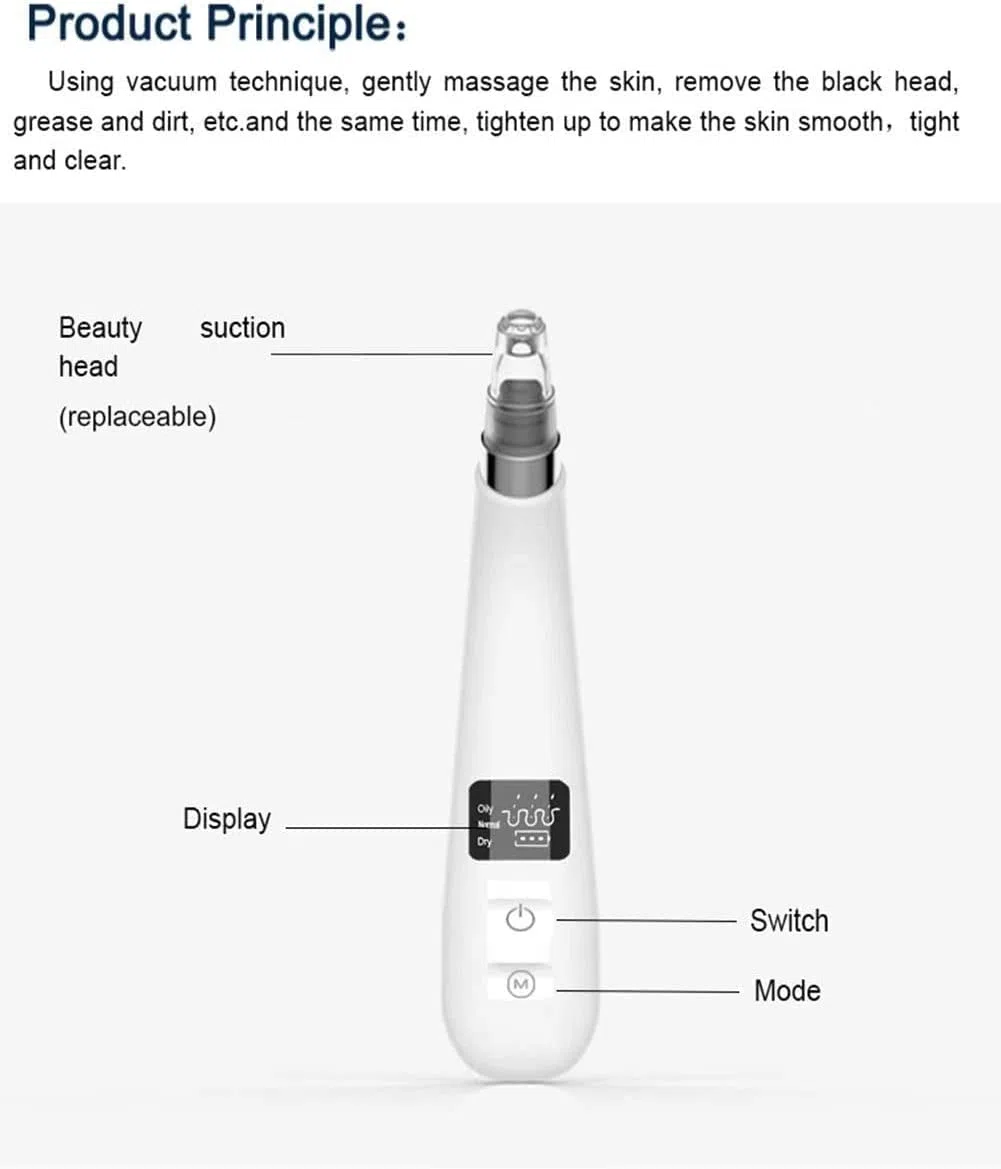 Extracteur de Points Noirs, Outil d'élimination des Points Noirs, aspirateur Facial électrique Rechargeable par USB, Outil d'élimination des Points Noirs avec 4 sondes d'aspiration