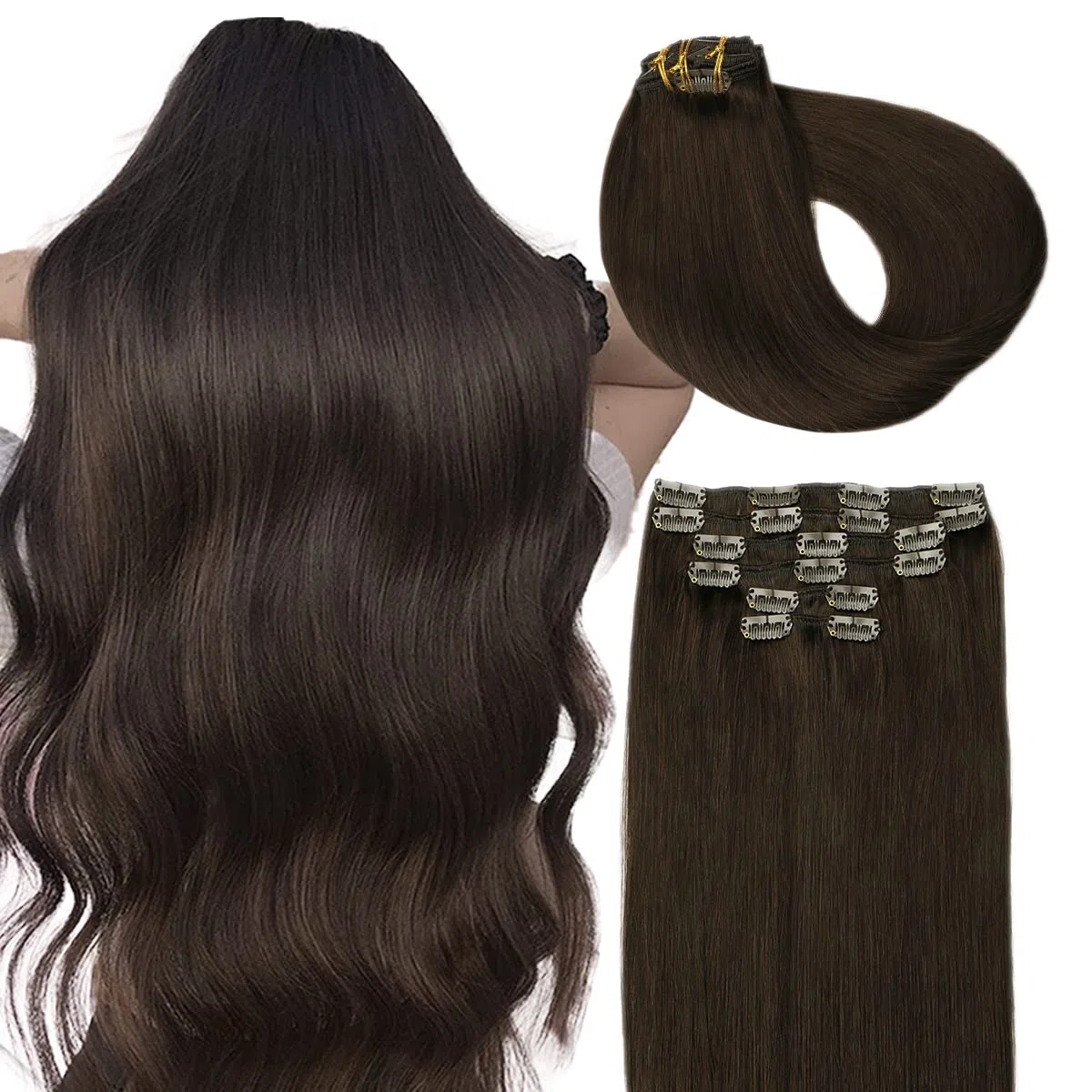 SURNEL Extension Clip Cheveux Humain 6pcs/120g 22"/55cm (#2-22")