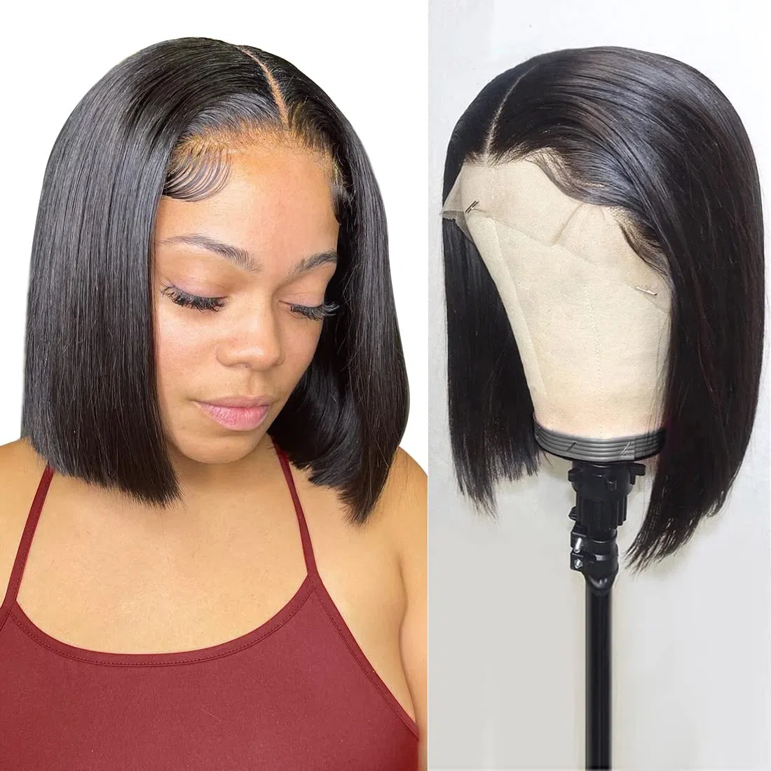 Foreverlove Perruque de 30,5 cm - Cheveux humains brésiliens vierges non traités - Densité de 150 % - 33 x 10 cm
