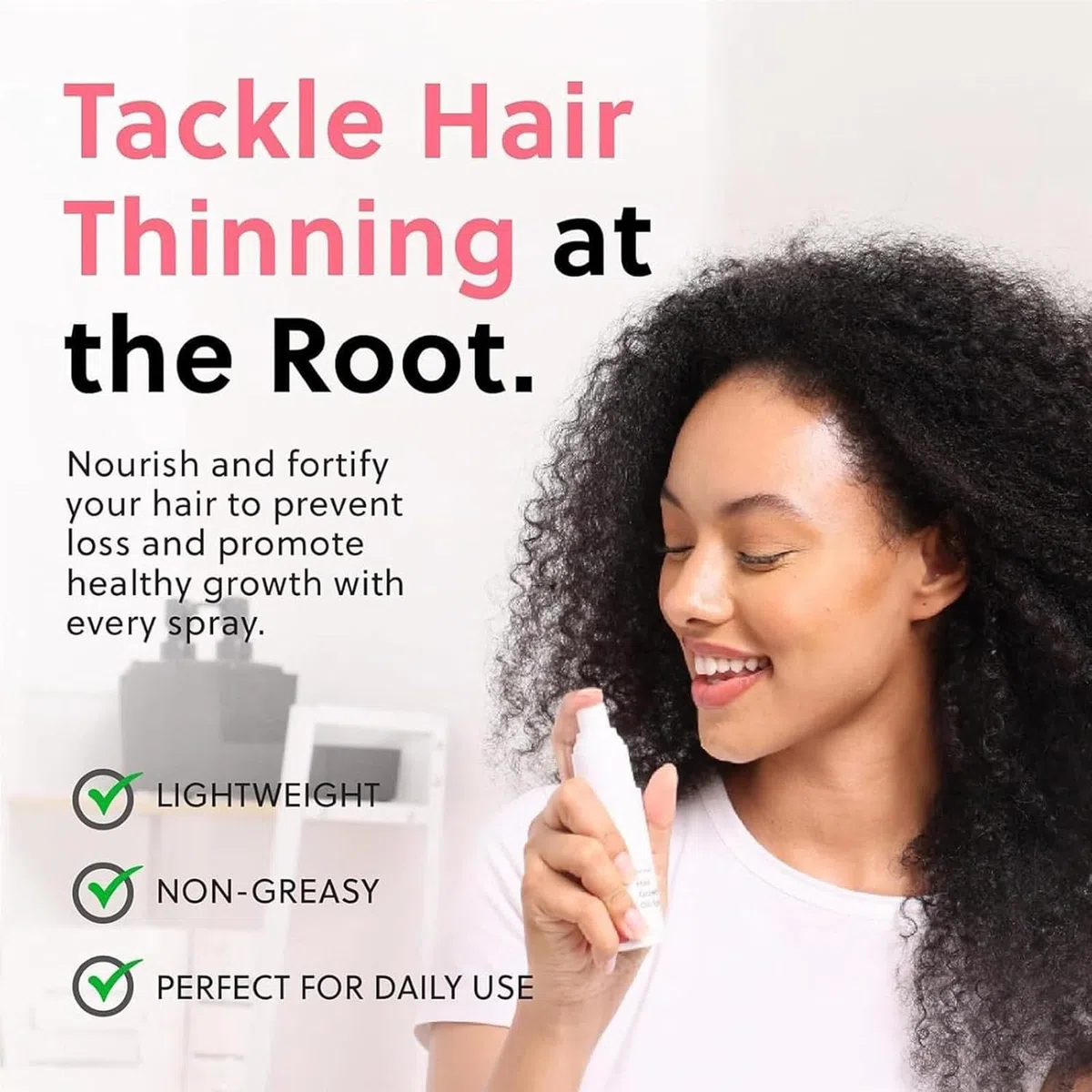 Hair Growth Oil Spray, Natural Hair Thinning Spray for Thinning Hair | Non-Greasy, Damage Repair, Loss Prevention (3PCS)