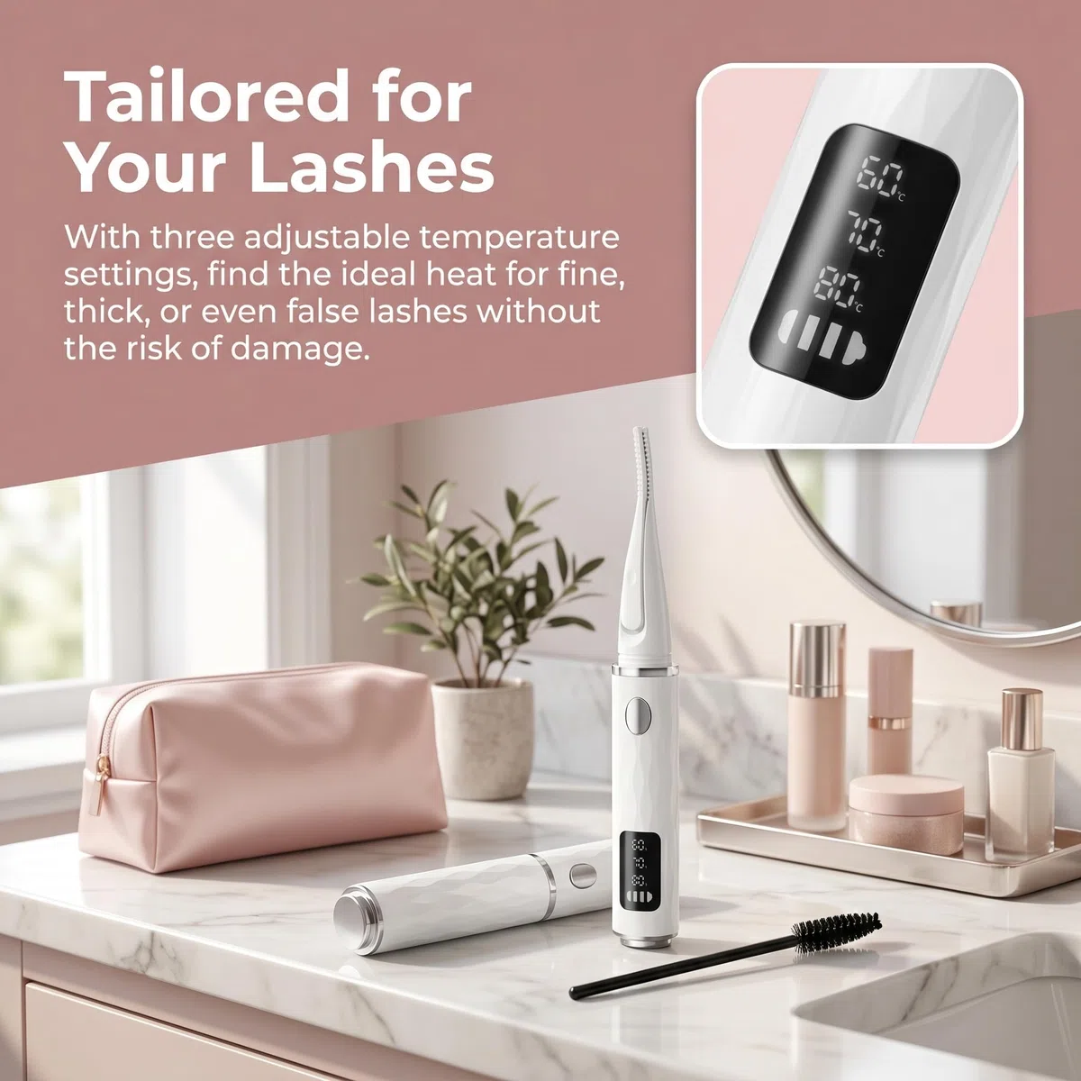 Recourbe Cils Chauffant Rechargeable, Recourbe Cils Électrique Rapide en 10s avec Écran LED, Electric Eyelash Curler, 3 Modes de Température Réglables, Arrêt Automatique