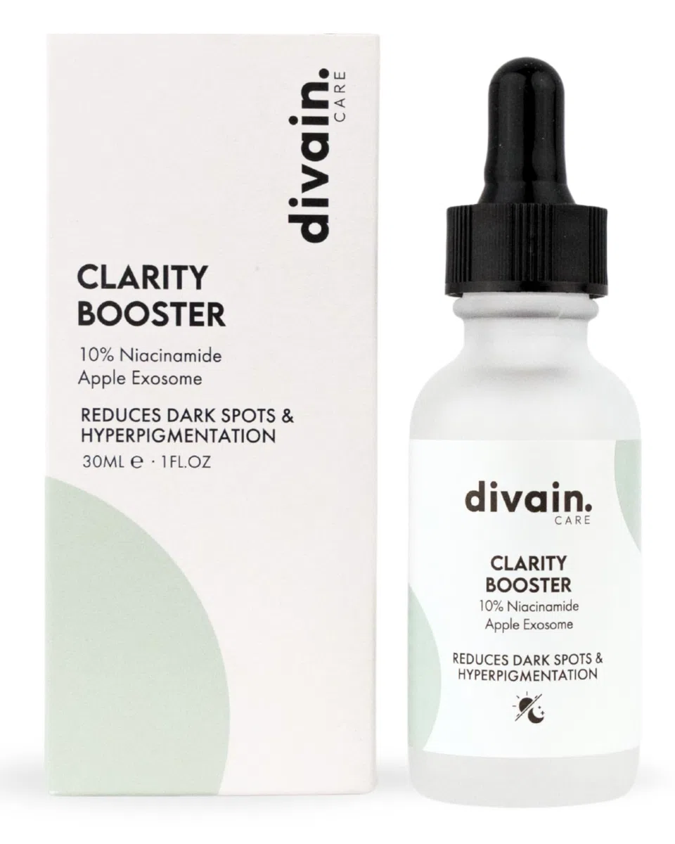 Sérum Visage Dépigmentant 30ml et Anti-taches aux Exosomes de Pomme, Niacinamide et Vitamine C | Vegan | Clarity Booster | divain.Care