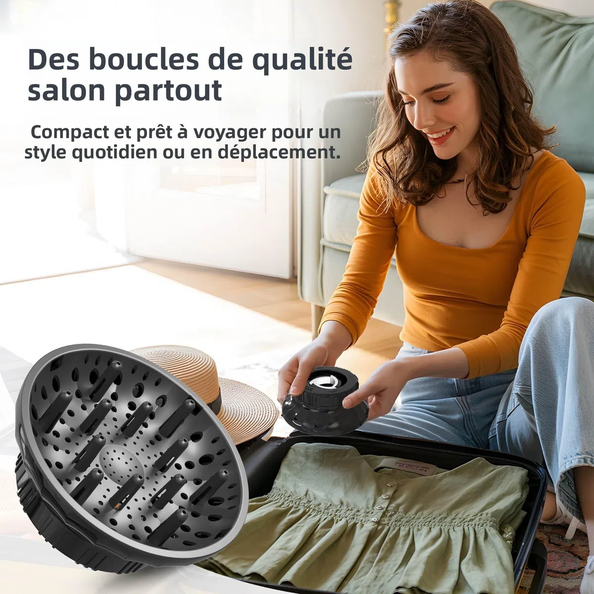Diffuseur universel pour sèche - cheveux - pour tous les sèche - cheveux de 3,6 à 6,1 cm, le diffuseur ionique professionnel crée des boucles qui les façonnent en vagues (noir)