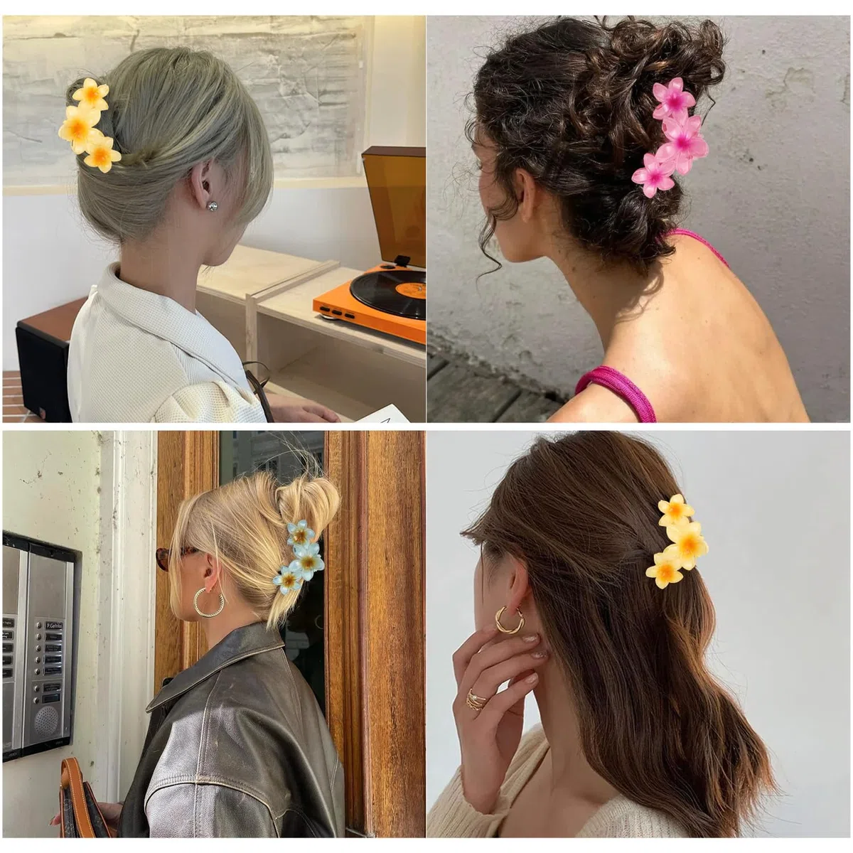Vaskula 6 Pièces Pince Cheveux Femme Antidérapantes Forte Adhérence Pince a Cheveux Fleur Mates Accessoires pour Cheveux Épais et Fins (6 Couleur)