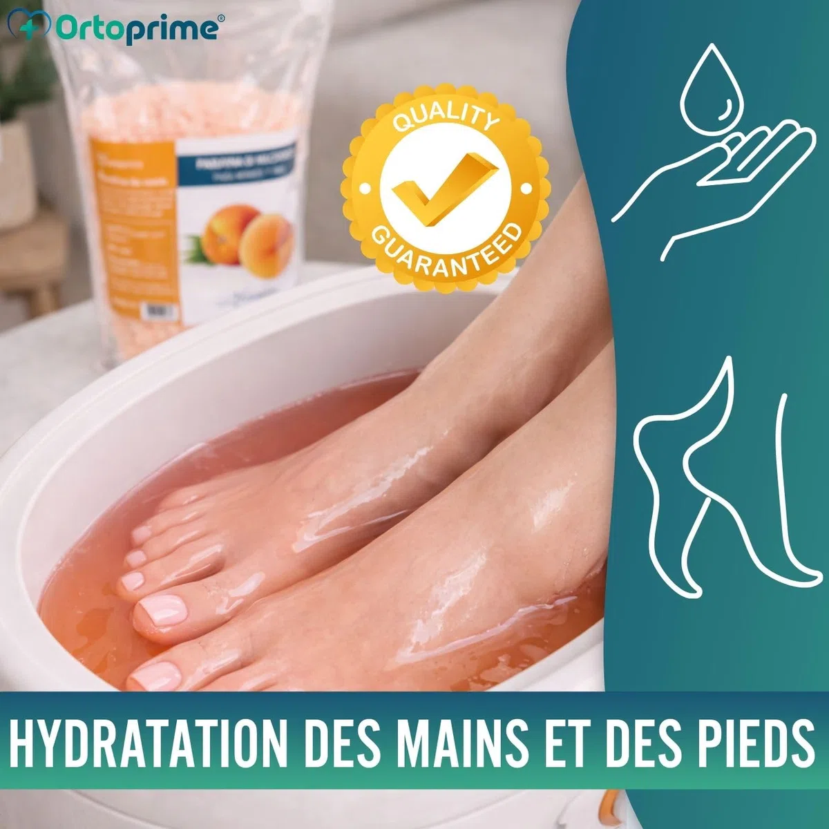 PARAFFINE pour la RÉHABILITATION des Mains et des Pieds 1000 ml - Massage à la Paraffine Arôme Essences de Pêche - Bain de Paraffine PROFESSIONNEL