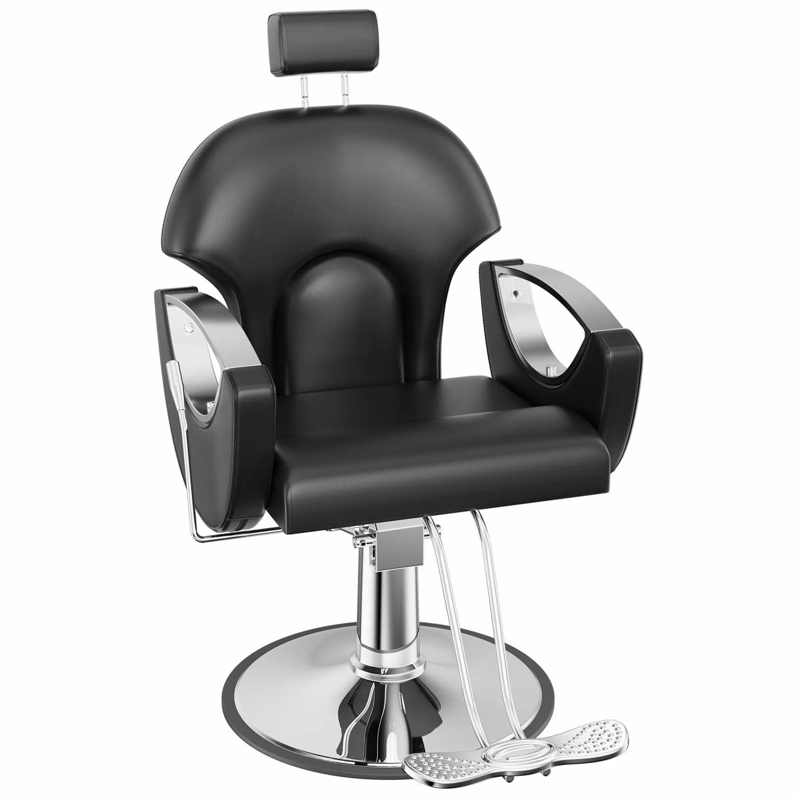 Fauteuil de Coiffure, Chaise à Coiffeur Hydraulique Inclinable, Hauteur Réglables Barber 360° pour Salon de Coiffeur, Salon de Beauté, Tatouage (Noir)