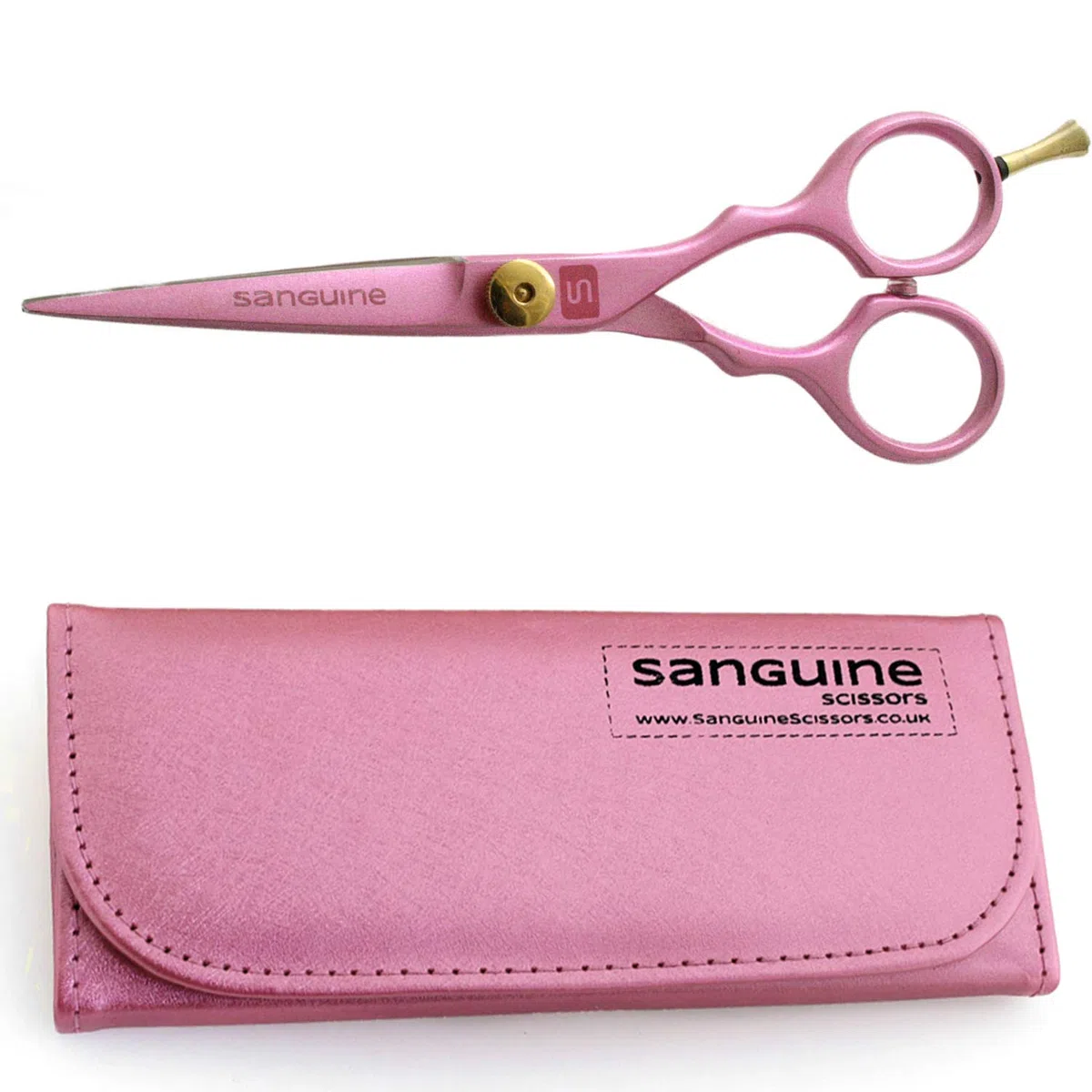 Ciseaux de Coupe de Cheveux Professionnels Rose - Ciseaux de Coiffure avec Lames Ultra Tranchantes pour Réduire les Pointes Fourchues et Favoriser des Cheveux Plus Sains - Étui de Rangement Assorti Inclus