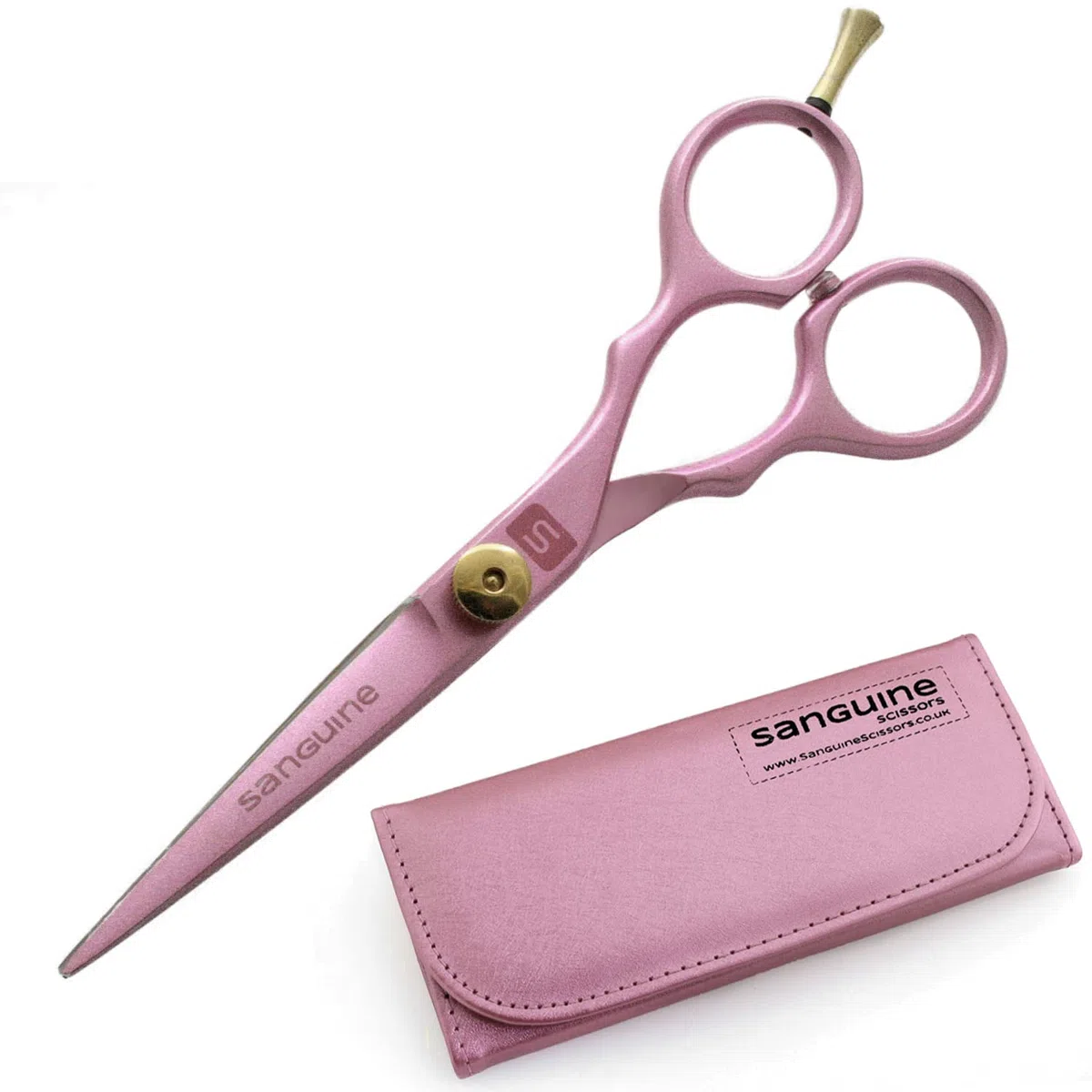 Ciseaux de Coupe de Cheveux Professionnels Rose - Ciseaux de Coiffure avec Lames Ultra Tranchantes pour Réduire les Pointes Fourchues et Favoriser des Cheveux Plus Sains - Étui de Rangement Assorti Inclus