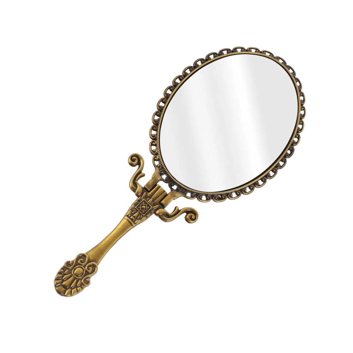 Miroir à Main élégant avec poignée Vintage pour Le Maquillage Miroir à Main de Voyage rétro en métal pour Femme pour Anniversaire