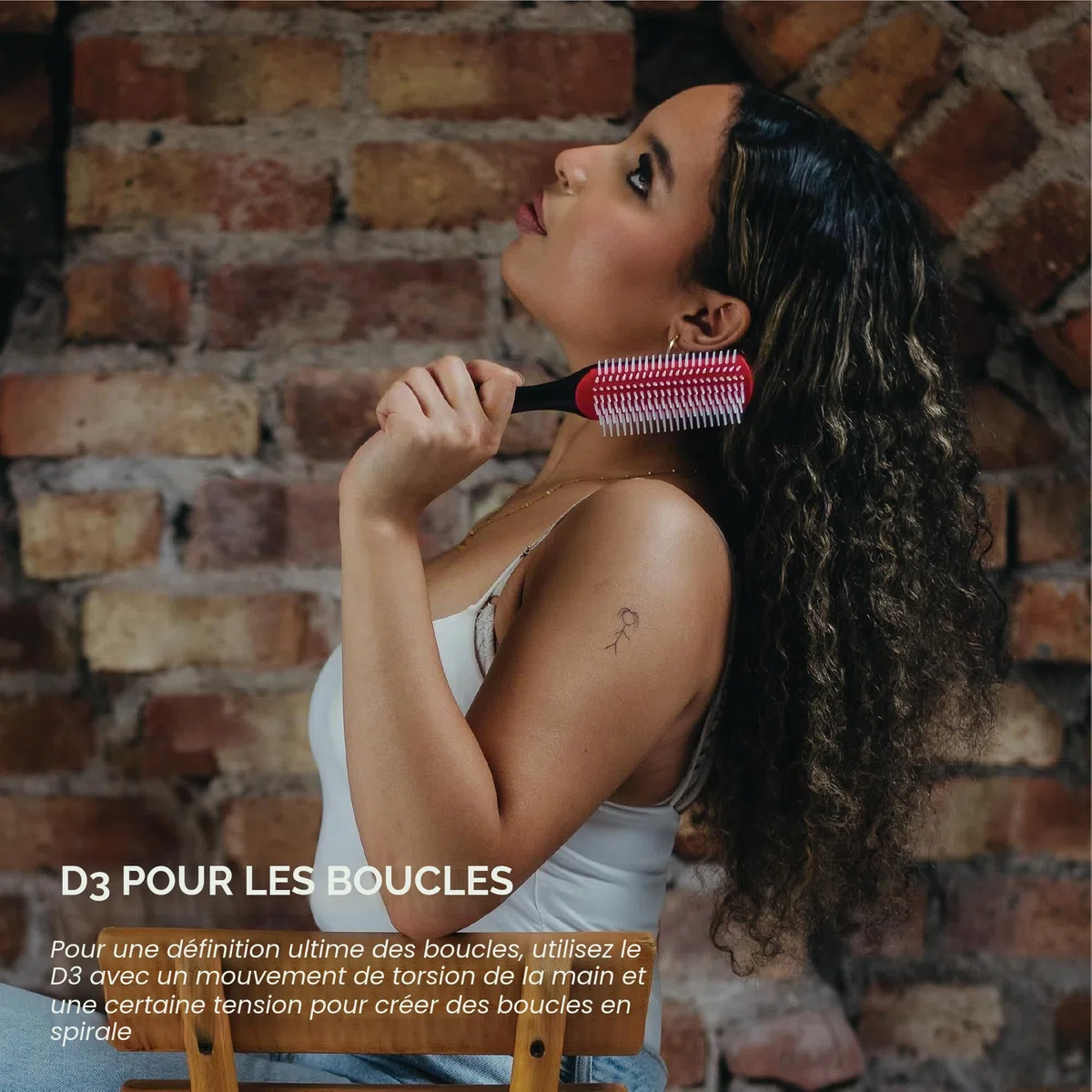 Denman Curly Hair Brush D3 (Black & Red) 7 Row Styling Brush for Detangling, Separating, Shaping and Defining Curls - For Women and Men