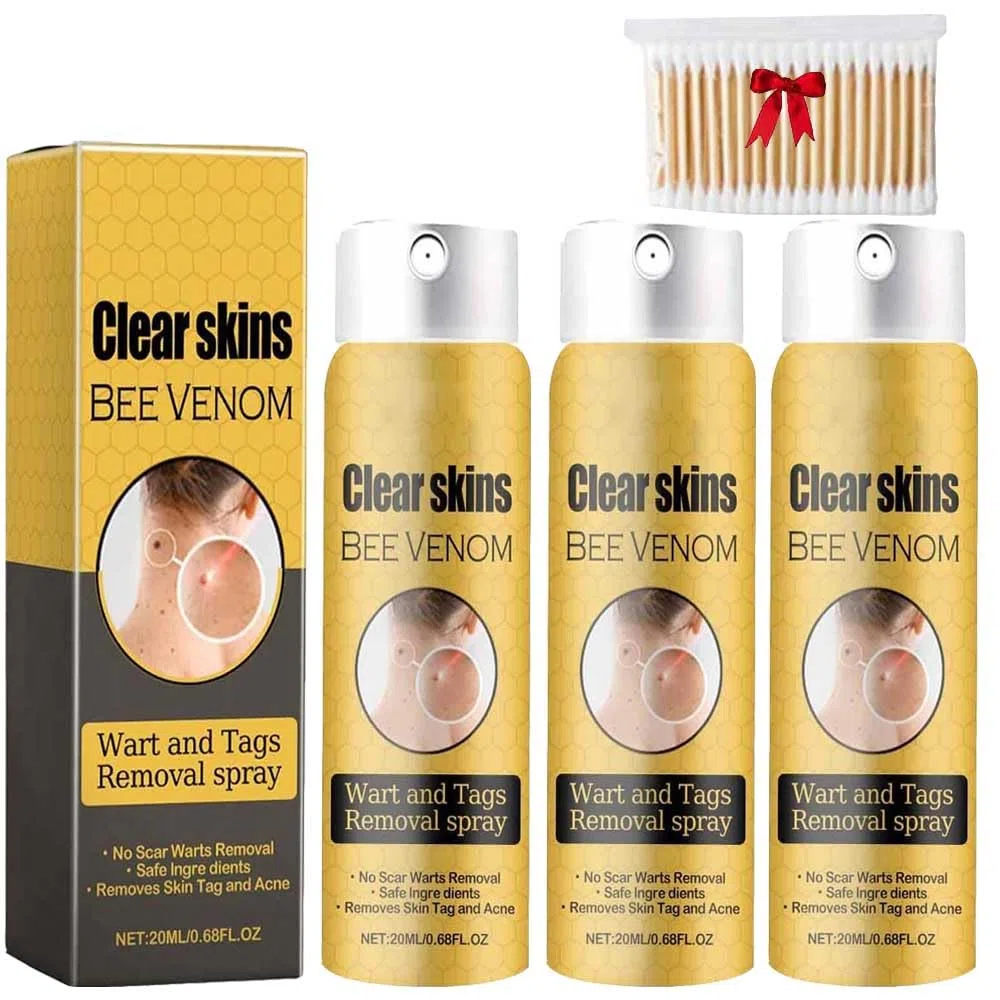 3Pcs Bee Venom Spray,Wart Removal Spray Skin Tag Removal Bee Venom Lymphatic Spray 0.67 fl.oz/20ml