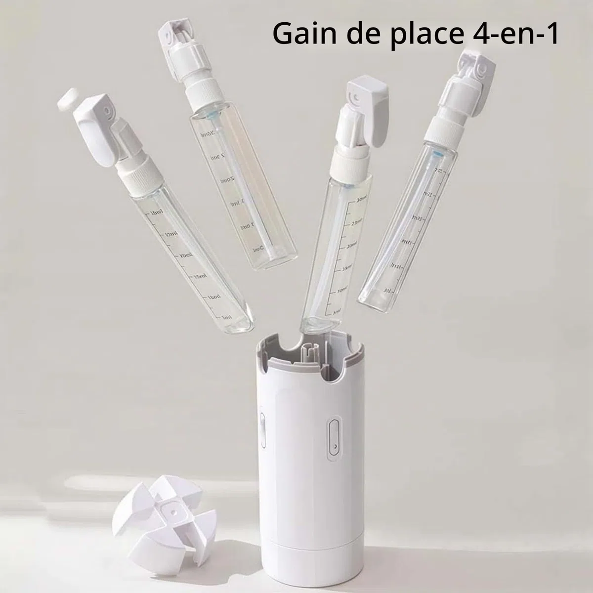 Lot de flacons distributeurs de voyage 4 en 1 : flacons compressibles rechargeables, étanches pour articles de toilette - Conteneurs de voyage portables pour shampooing, lotion, après-shampoing et