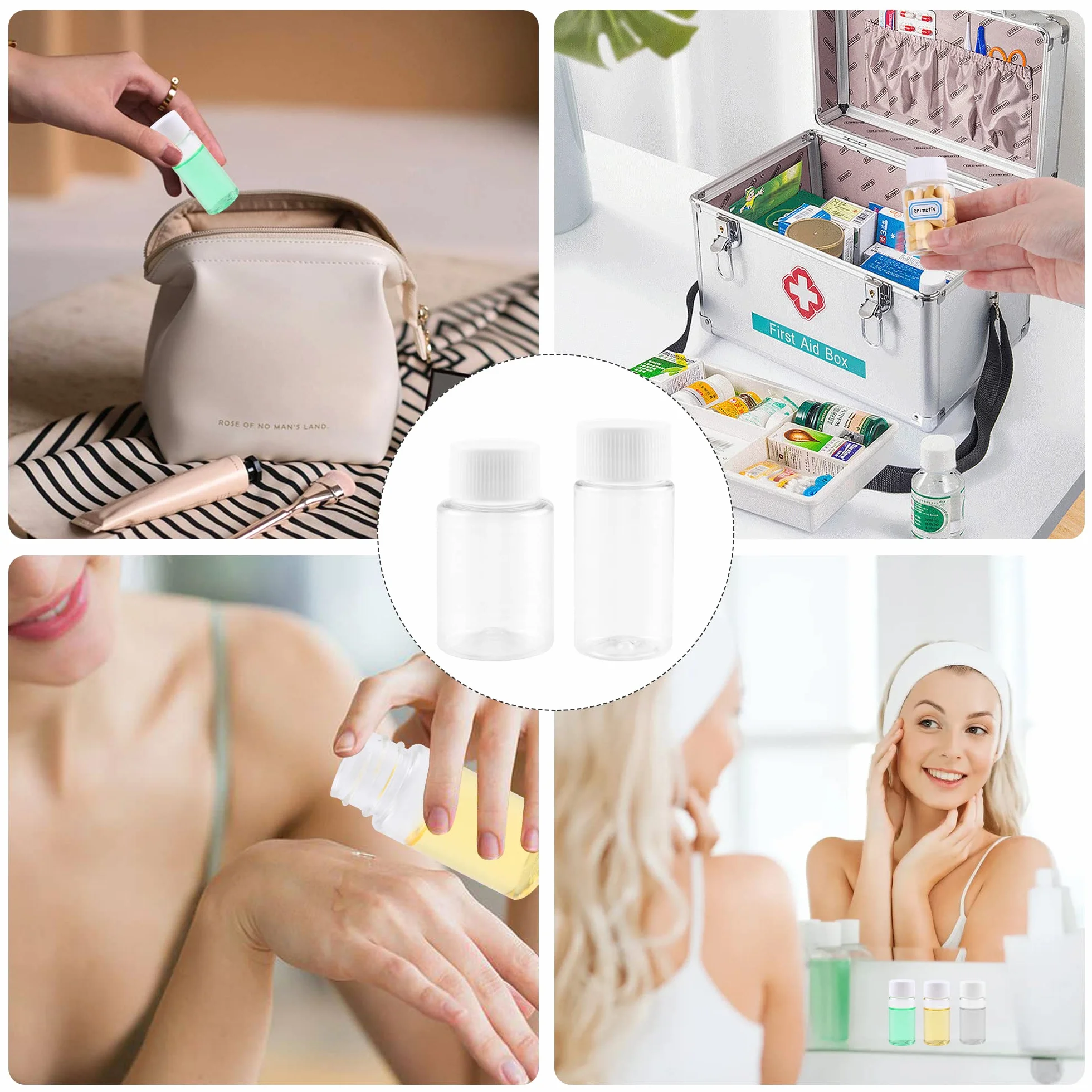 50Pcs Flacon Vide Plastique Transparent et Rechargeable Bouteille Vide et Réutilisable avec Bouchon à vis 20 ml e 30ml pour cosmétiques, Camping, Voyage, shampoing, Lotion