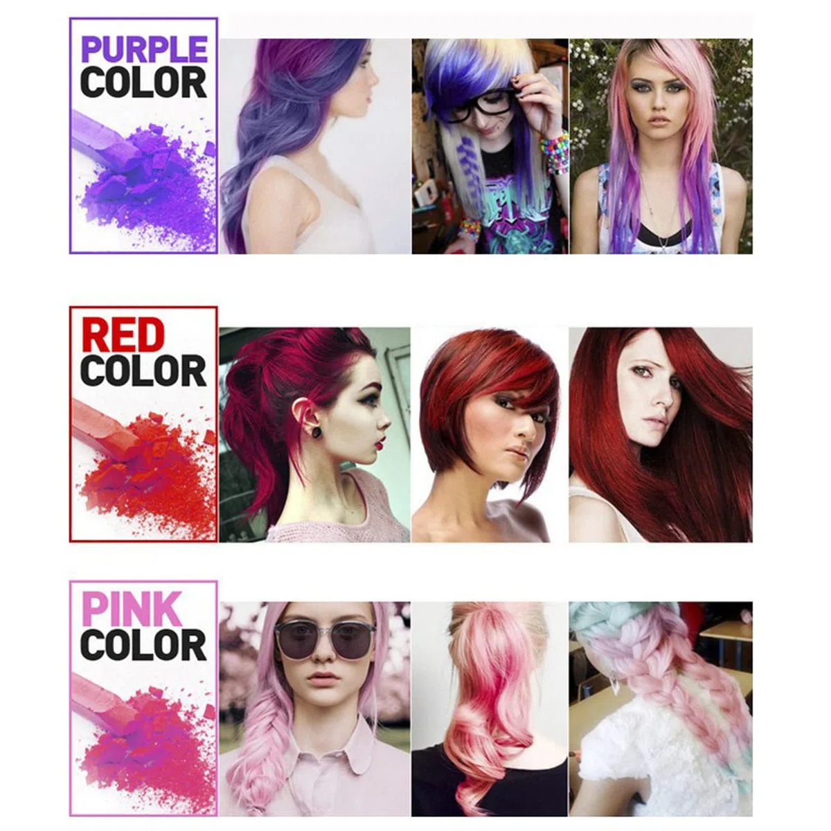 12 Couleurs Craie Cheveux, Teinture Coloration Temporaire Non Toxique pour Filles Enfants Cadeau, Idée pour Anniversaire Halloween Noël Fête Cosplay