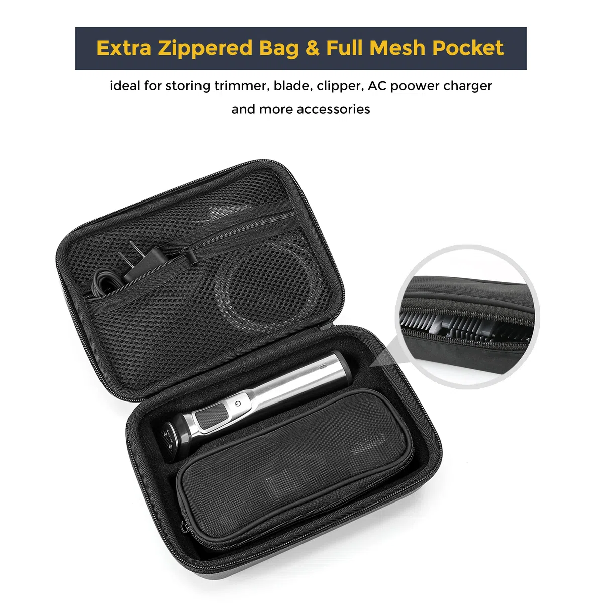 ProCase Étui pour Philips Multigroom Series 7000(MG7930/15)/ 9000(MG9530/15) Tondeuse à Barbe Homme, Boîte de Rangement pour Philips Series 9000, Sac Rigide de Voyage pour Rasoir et Accessoires -Noir