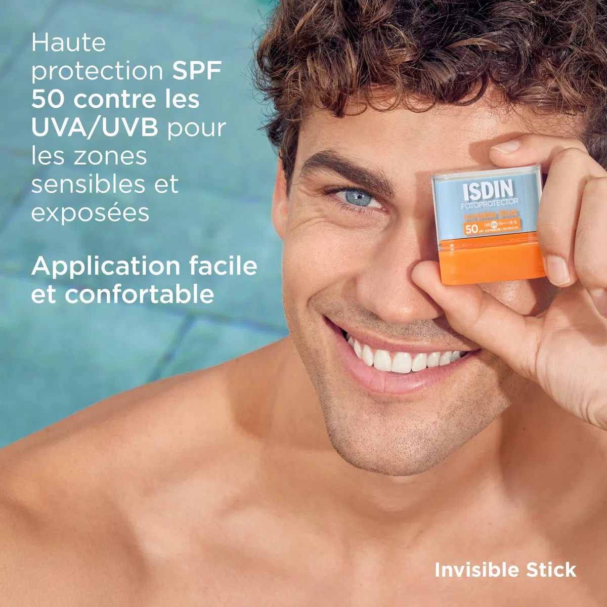 ISDIN Invisible Stick SPF 50 (10 g) | Crème Solaire en Stick pour Faciliter la Réapplication | Convient à Tous les Types de Peau
