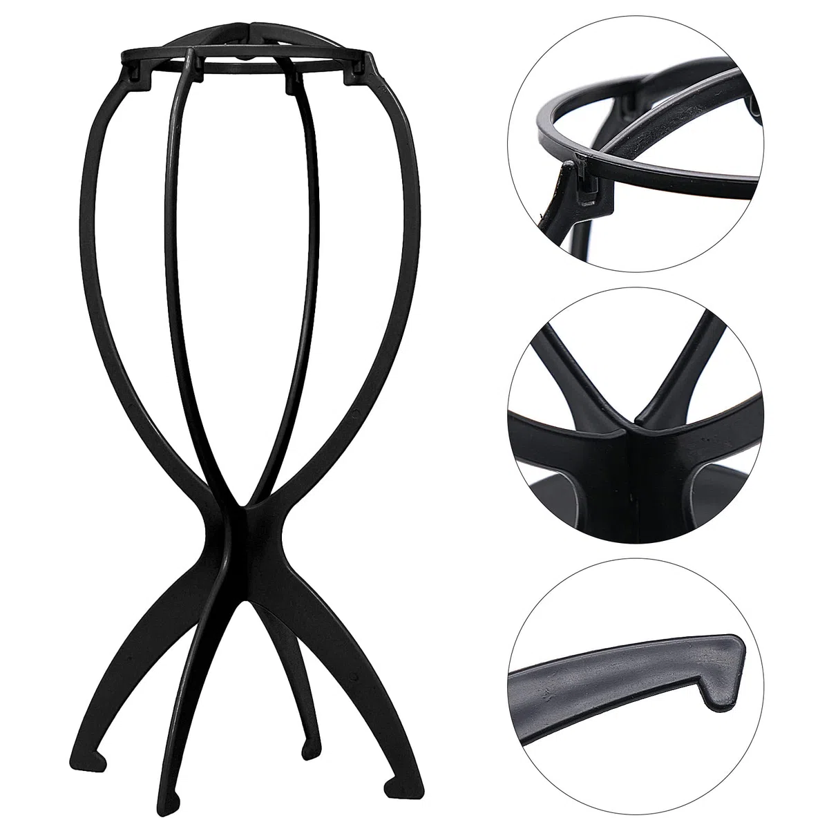 8 Pièces Supports de Perruque en Plastique Titulaire Perruque Portable Titulaire Porte Perruques Pliable pour Salon de Coiffure Maison