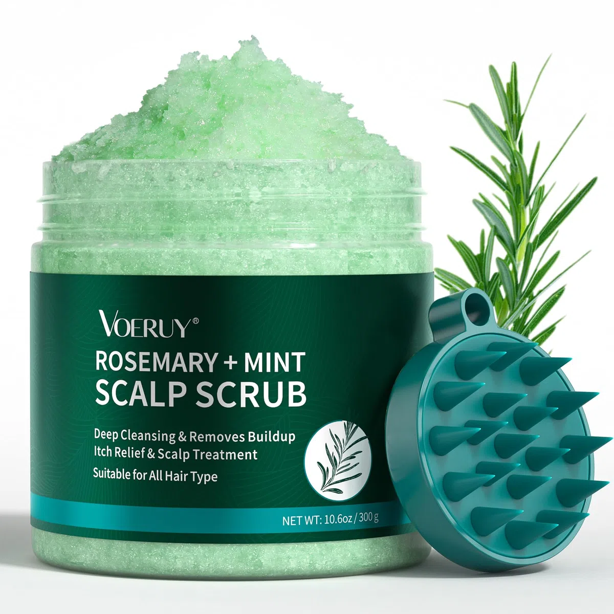 Gommage du cuir chevelu, shampooing exfoliant pour cuir chevelu au romarin, traitement 2 en 1 du cuir chevelu à l'huile de menthe, traitement capillaire pour clarifier et enlever l'accumulation avec