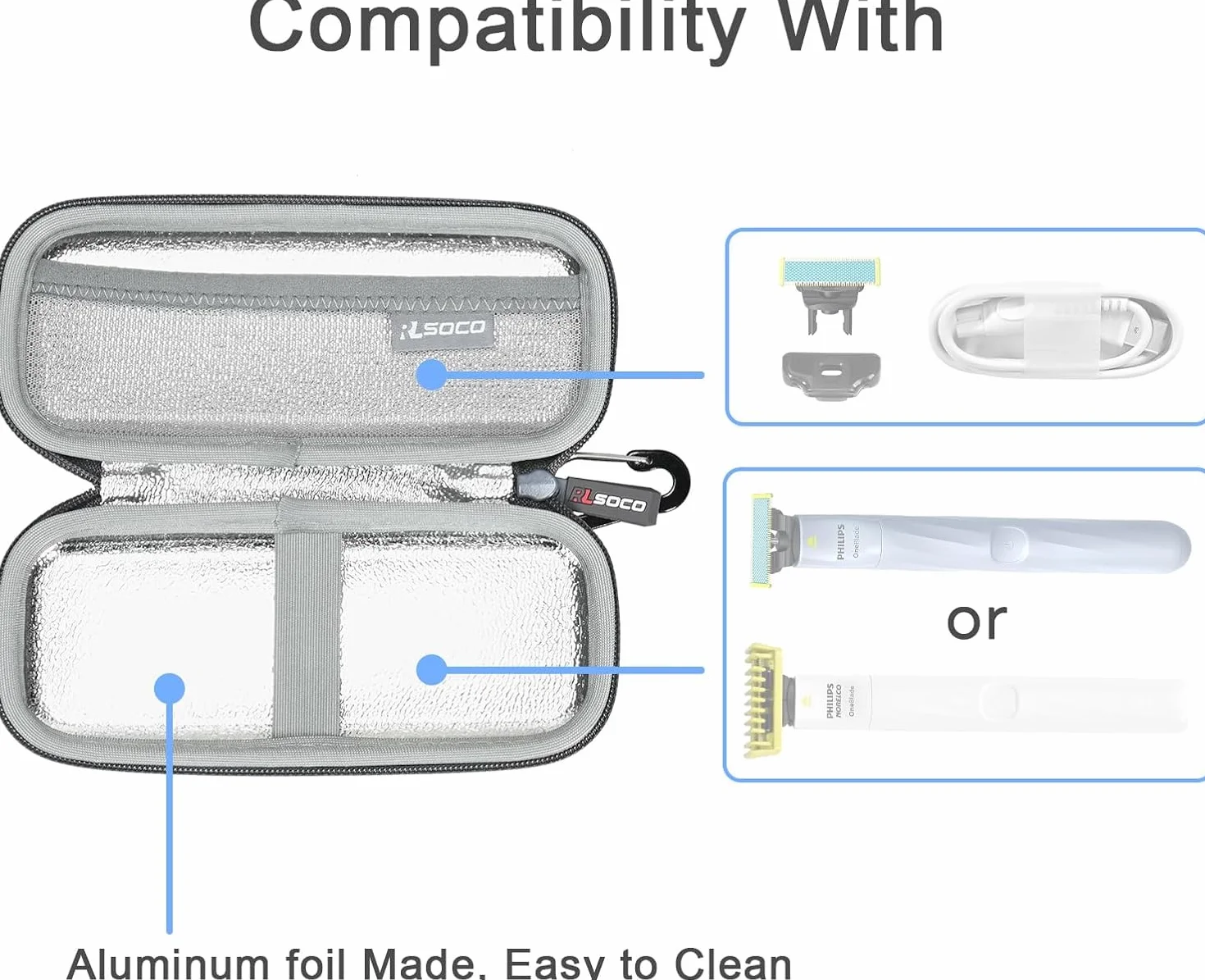 RLSOCO Étui pour Philips Oneblade Intimate QP1924/30 la Coupe et Le Rasage des Poils Pubiens & pour OneBlade First Shave QP1324/30 Rasage électrique (Étui Uniquement)