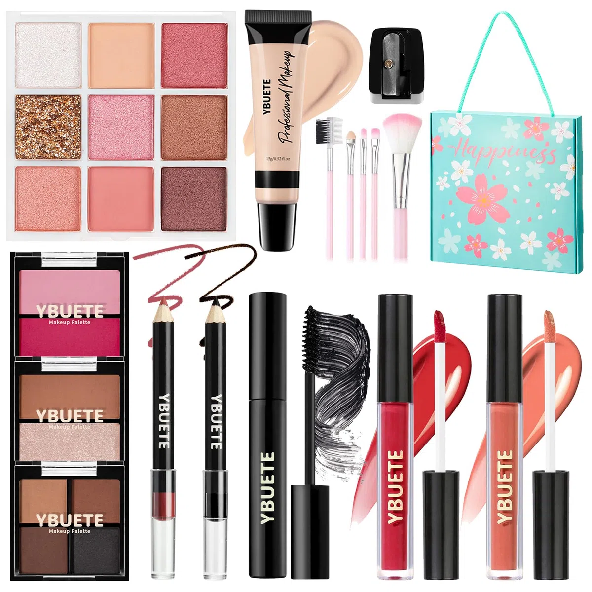 YBUETE Kit de maquillage pour adolescentes, filles, femmes, kit de maquillage de voyage, ensemble de maquillage portable pour débutants et professionnels, ensemble cosmétique comprenant fond de teint,