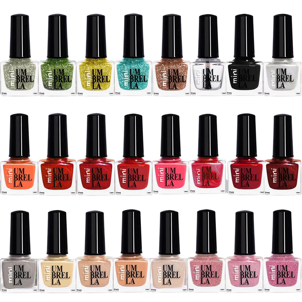 Set de vernis à ongles sans gel – 24 couleurs, flacons de 5 ml avec finition brillante, pastel, pailletée, mate & métallique, fabriqué dans l’UE (Set A, 24 couleurs)