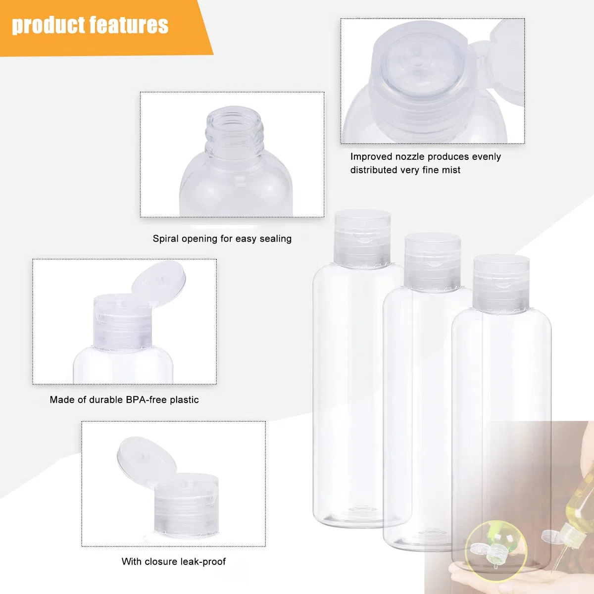 20 Pcs Flacon Vide Voyage, 100ml Bouteille de Voyage pour Cosmétiques, Lotion, Crème, Shampoing, Gel Douche, avec Entonnoirs et Étiquettes