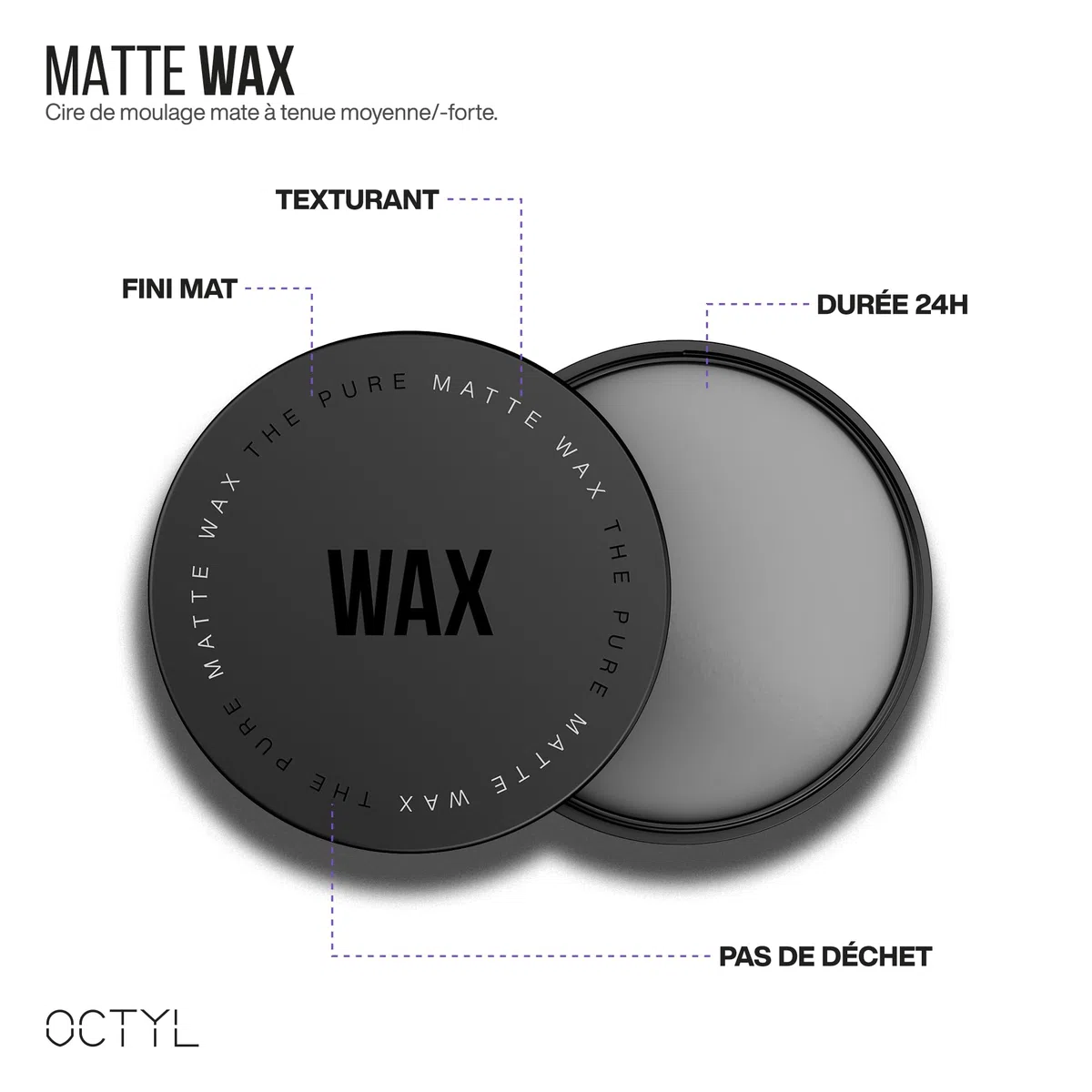 OCTYL Matte Wax | Cire Matte Professionnelle | La texture matifiante et la tenue dont vous avez besoin | Cire pour cheveux d'homme | 80 gr.