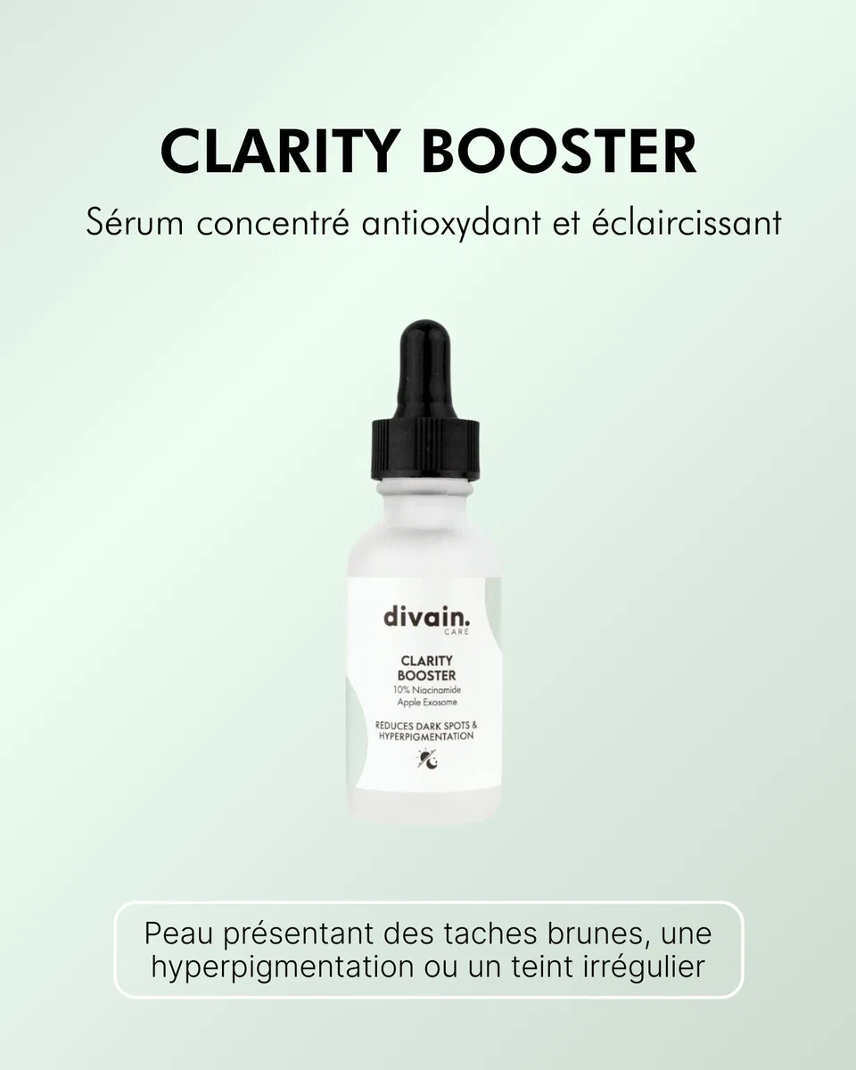 Sérum Visage Dépigmentant 30ml et Anti-taches aux Exosomes de Pomme, Niacinamide et Vitamine C | Vegan | Clarity Booster | divain.Care