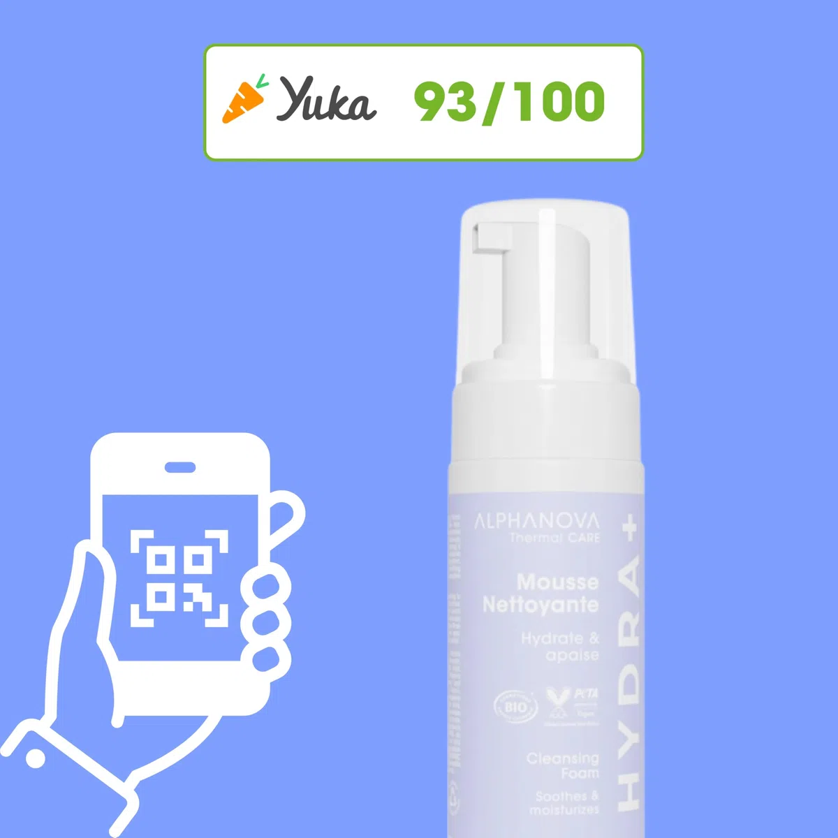 ALPHANOVA THERMAL CARE - Mousse Nettoyante Apaisante HYDRA+ - Acide hyaluronique - Naturelle - Certifiée Bio - 150ml | Acide hyaluronique, Naturelle, Certifiée Bio