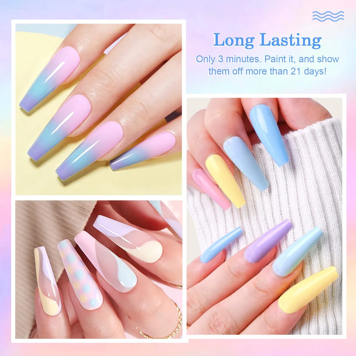 INPING Vernis Semi Permanent Pastel,10 Couleurs Macaron Rose Jaune Vert Bleu Violet Vernis Gel UV Semi Permanent,Printemps D'été Vernis à Ongles Pour Débutant DIY Nail Art, 8 ML