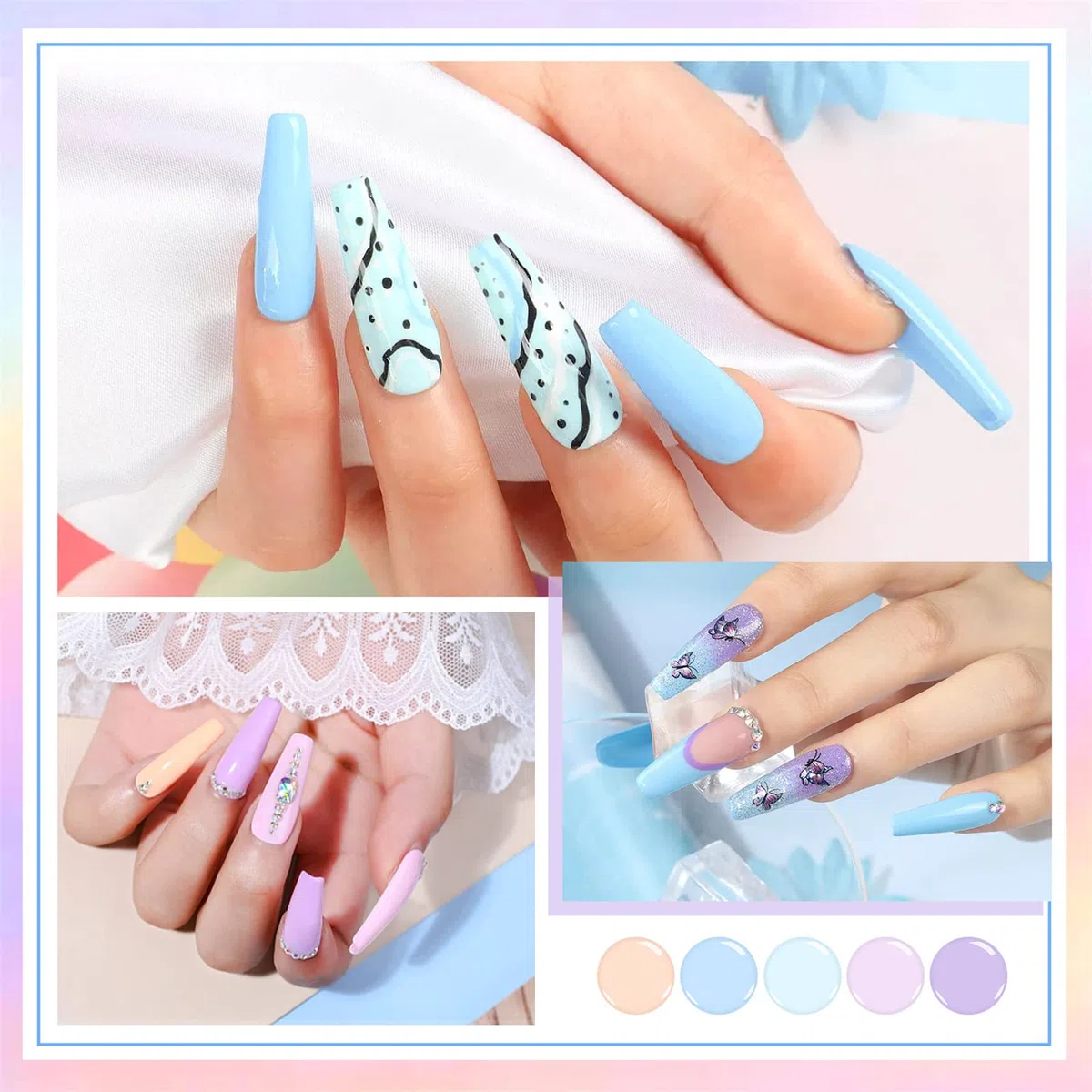 INPING Vernis Semi Permanent Pastel,10 Couleurs Macaron Rose Jaune Vert Bleu Violet Vernis Gel UV Semi Permanent,Printemps D'été Vernis à Ongles Pour Débutant DIY Nail Art, 8 ML