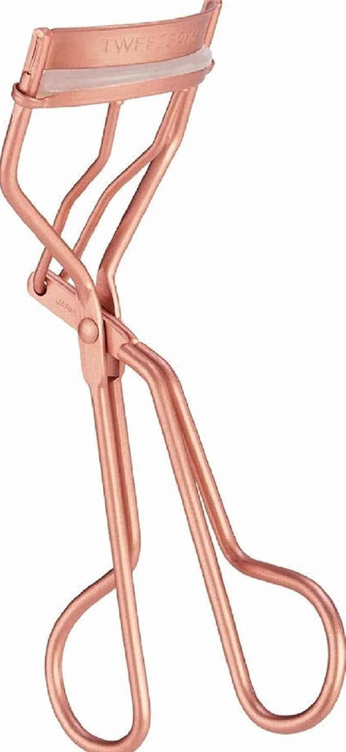 TWEEZERMAN Classic Recourbe-cils (3 pads de rechange inclus, Acier inoxydable), Or rose
