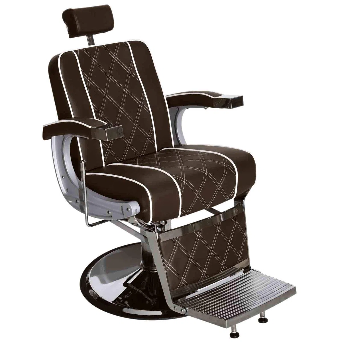 BarberPub - 3810BR - Chaise Hydraulique pour Coiffure - Simili cuirMarron