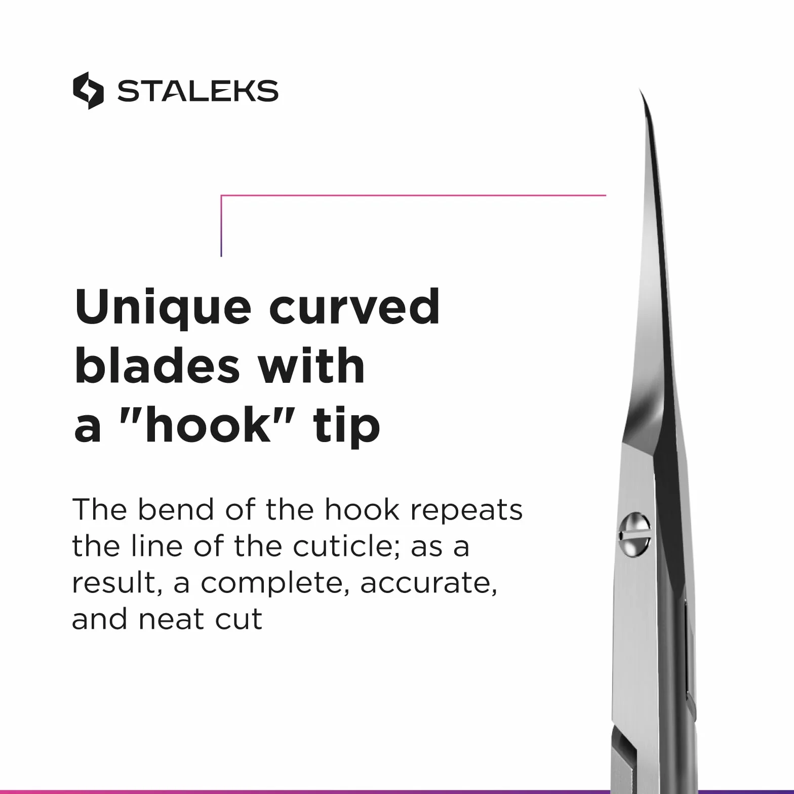 Staleks Pro - Ciseaux professionnels pour la peau des cuticules, lames avec crochet et poignées en silicone rose, affûtage manuel, Smart SS-41/3