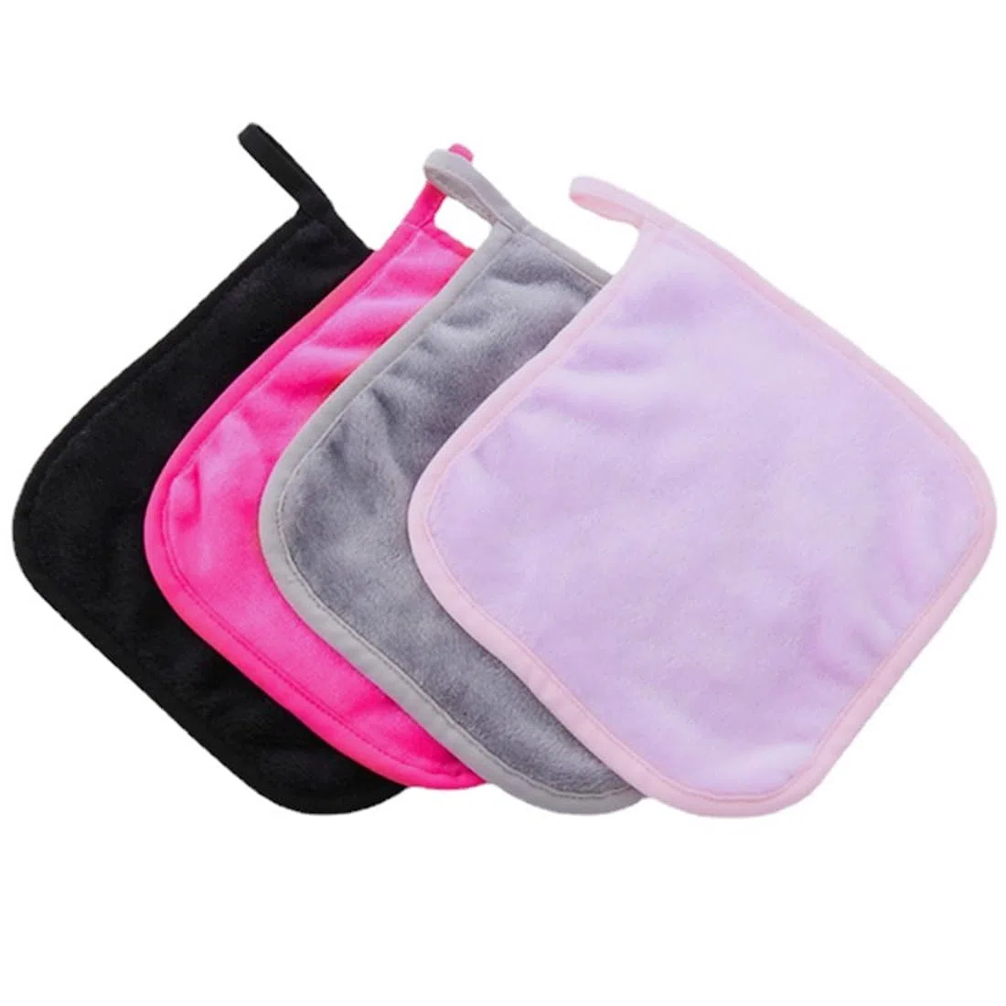 WeddHuis 4 Lingettes Démaquillantes Lavables en Microfibre, 20 x 20 cm, Réutilisables avec Pochette de Rangement, Idéal pour Démaquillage Visage, Multicolore