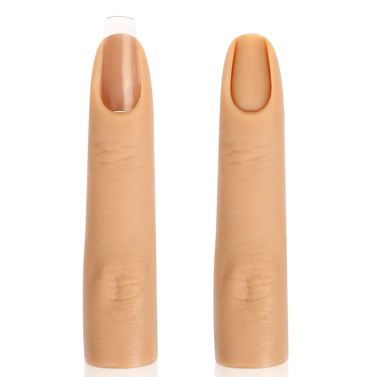 Giantree Lot de 2 faux doigts d'entraînement en silicone souple pour ongles en acrylique, modèle de main d'entraînement flexible et flexible pour la pratique des ongles en acrylique