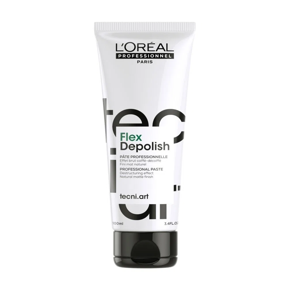 L'OREAL PROFESSIONNEL - Pâte Déstructurante Flex Depolish Tecni Art - Homme & Femme - Coiffures Souples & Effets Coiffés-Décoiffés - Fini Mat & Naturel - Tous Types de Cheveux - 100 ml