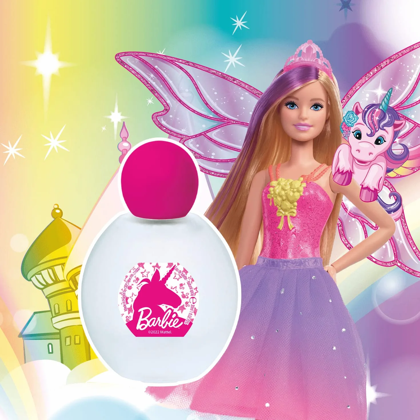 BARBIE coffret-parfum Eau de Toilette enfant fille 30ml + Brume parfumée Corps et Cheveux 100ml Senteur Florale-Fruitée Fabriqué en France