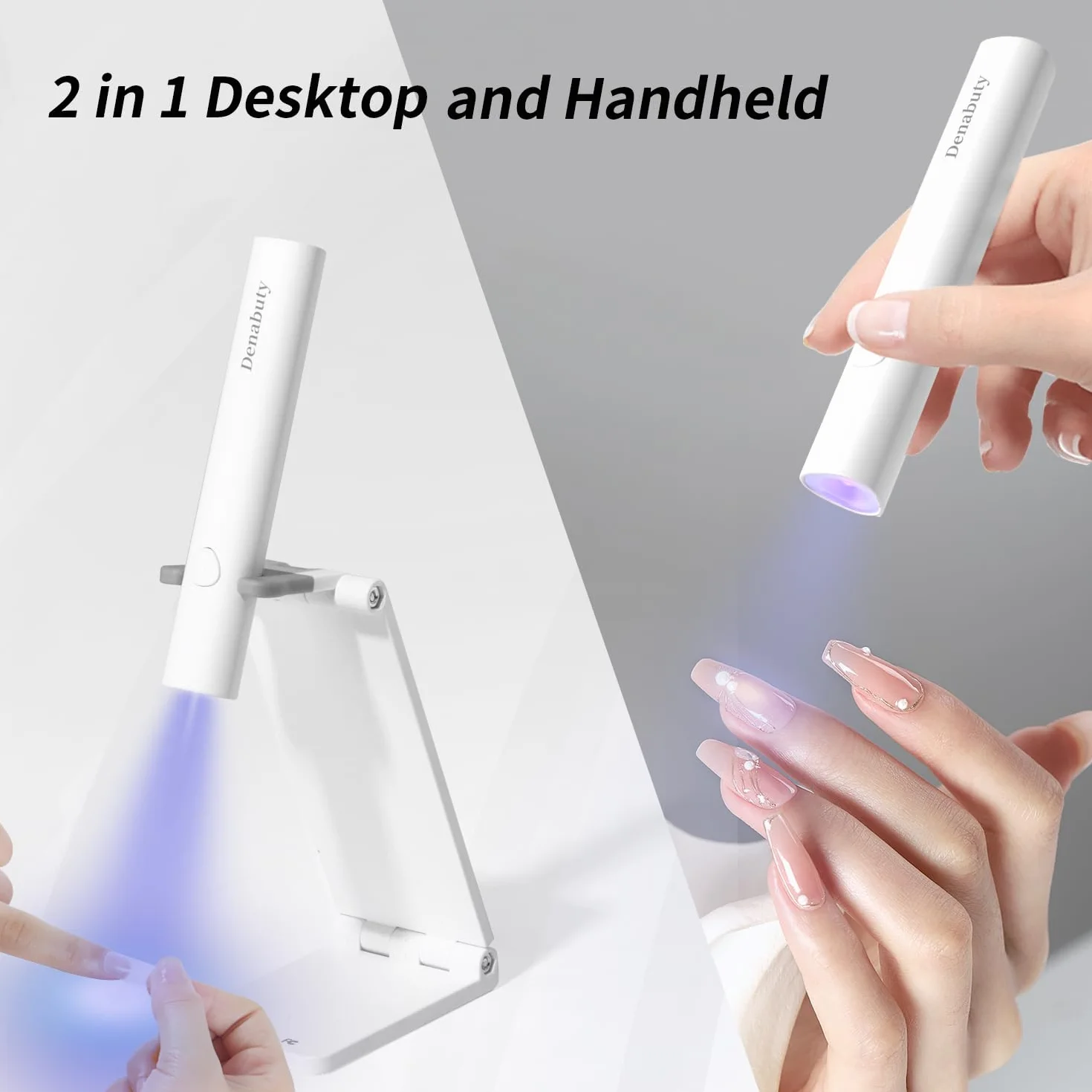 Lampe U V Ongles Gel, Denabuty Mini Lampe UV LED 3W Sans Fil, Séchoir à Ongles Efficace et Rapide Professionnel avec USB Rechargeable Portable pour Gel Pose Americaine, Vernis Semi Permanent Blanc