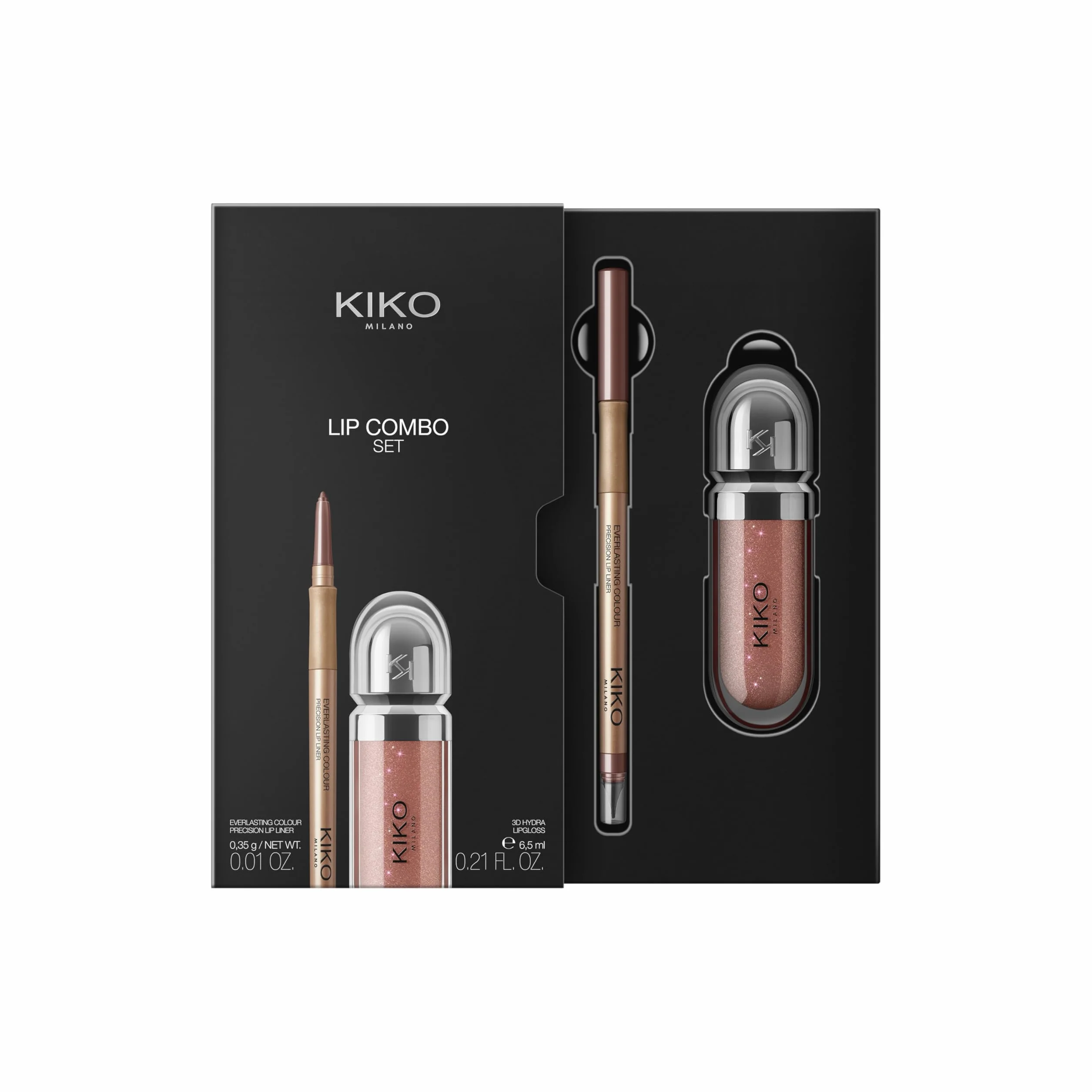KIKO Milano Lip Combo Set 03, Kit Lèvres : Brillant À Lèvres Hydratant Et Crayon À Lèvres Assorti