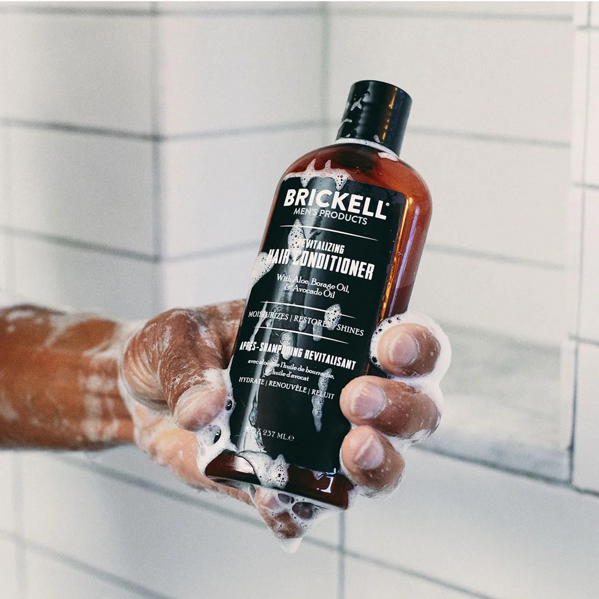 Brickell Men's Après-shampooing Revitalisant pour Hommes, Après-Shampooing Nourrissant Naturel et Biologique, Restaure la Brillance et L'hydratation, 236 ml
