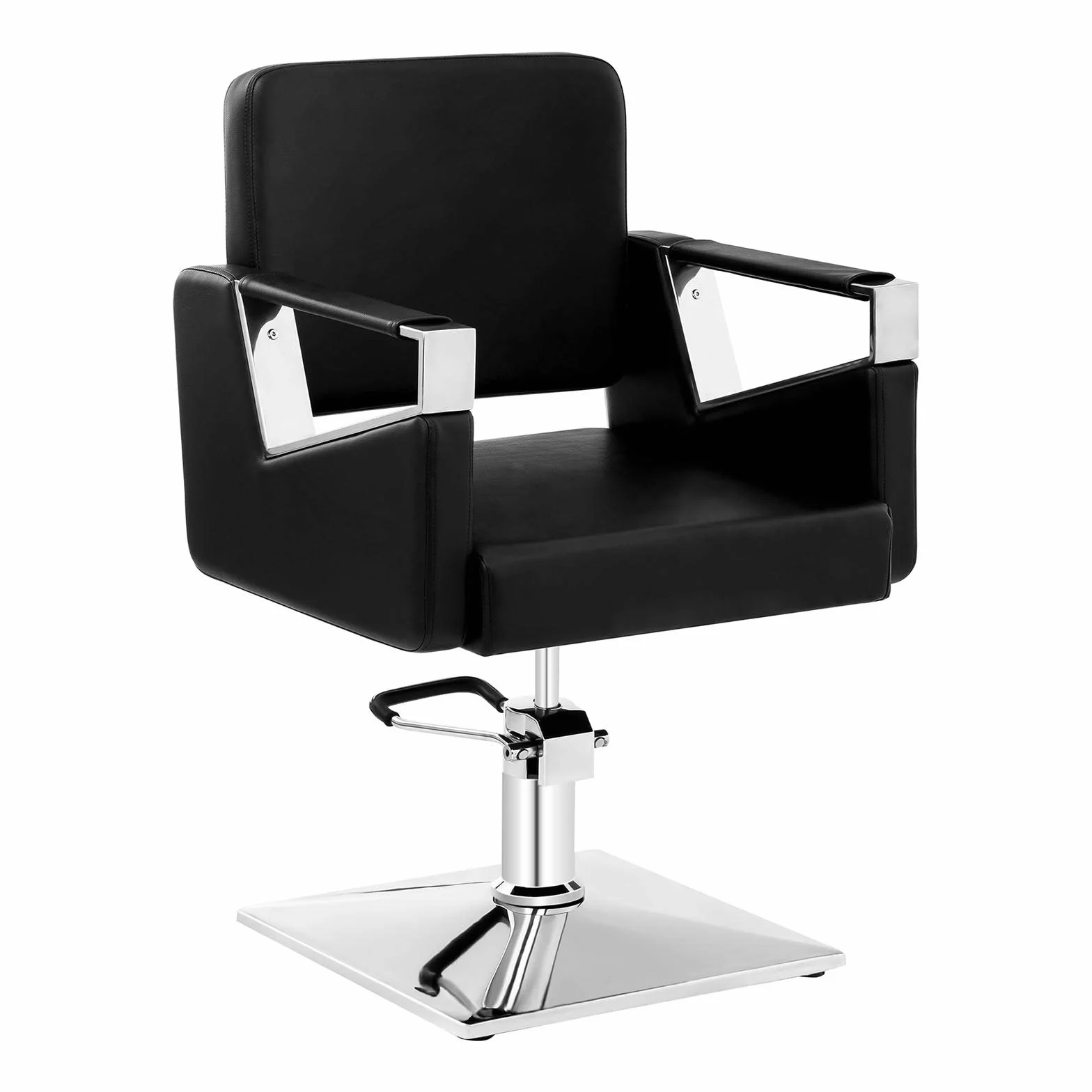 Physa Fauteuil Barbier Coiffure Chaise Coiffeur Physa Bristol Black (Pompe Hydraulique, Hauteur Réglable 46-57 cm, Max 200 Kg, Revêtement PVC, Noir)